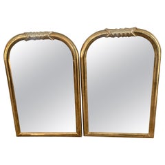 Vintage Pair of Brass Wall Mirrors in the Style of Louis Phillipe