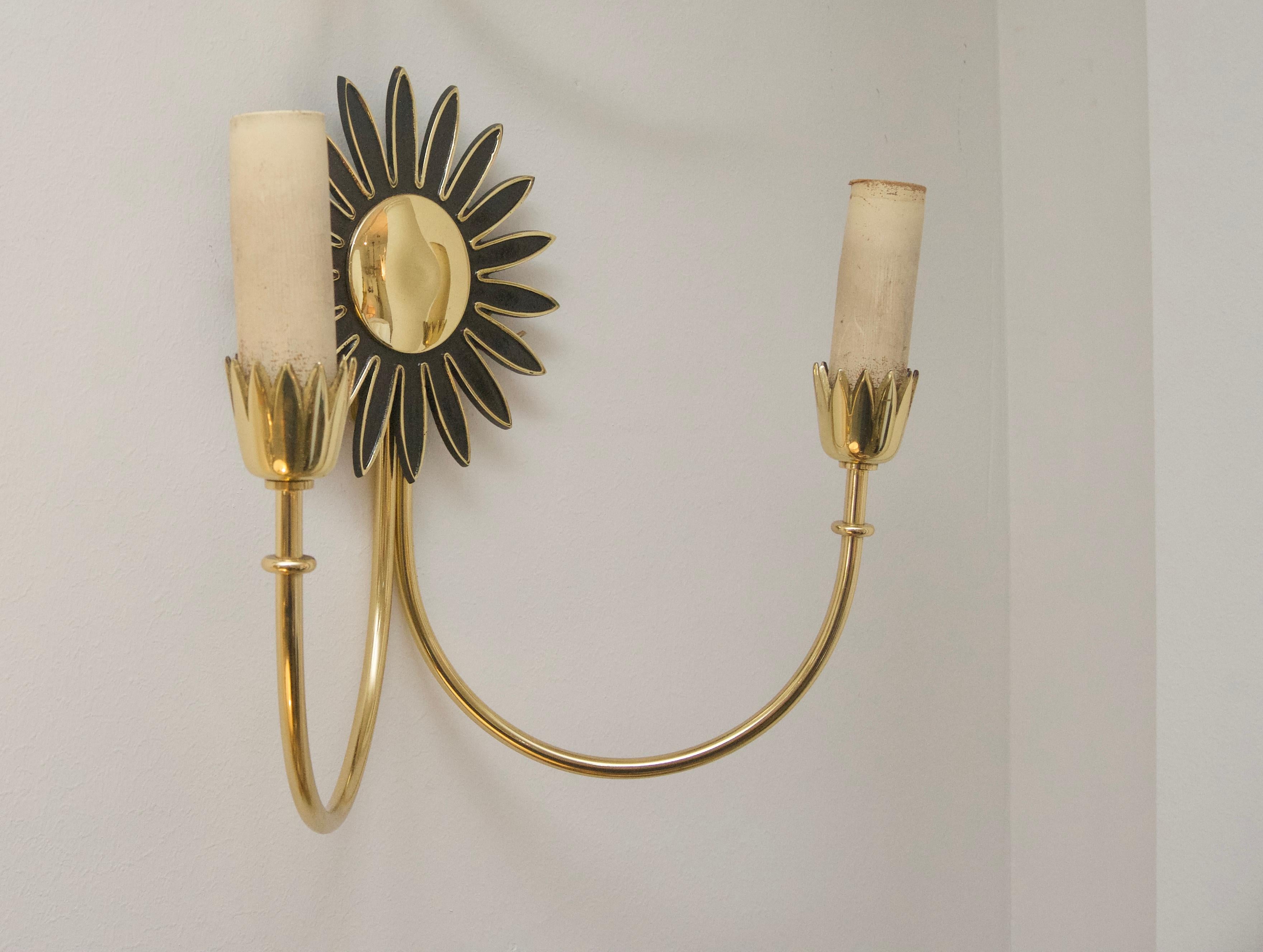 20th Century Pair of Brass Wall Sconces