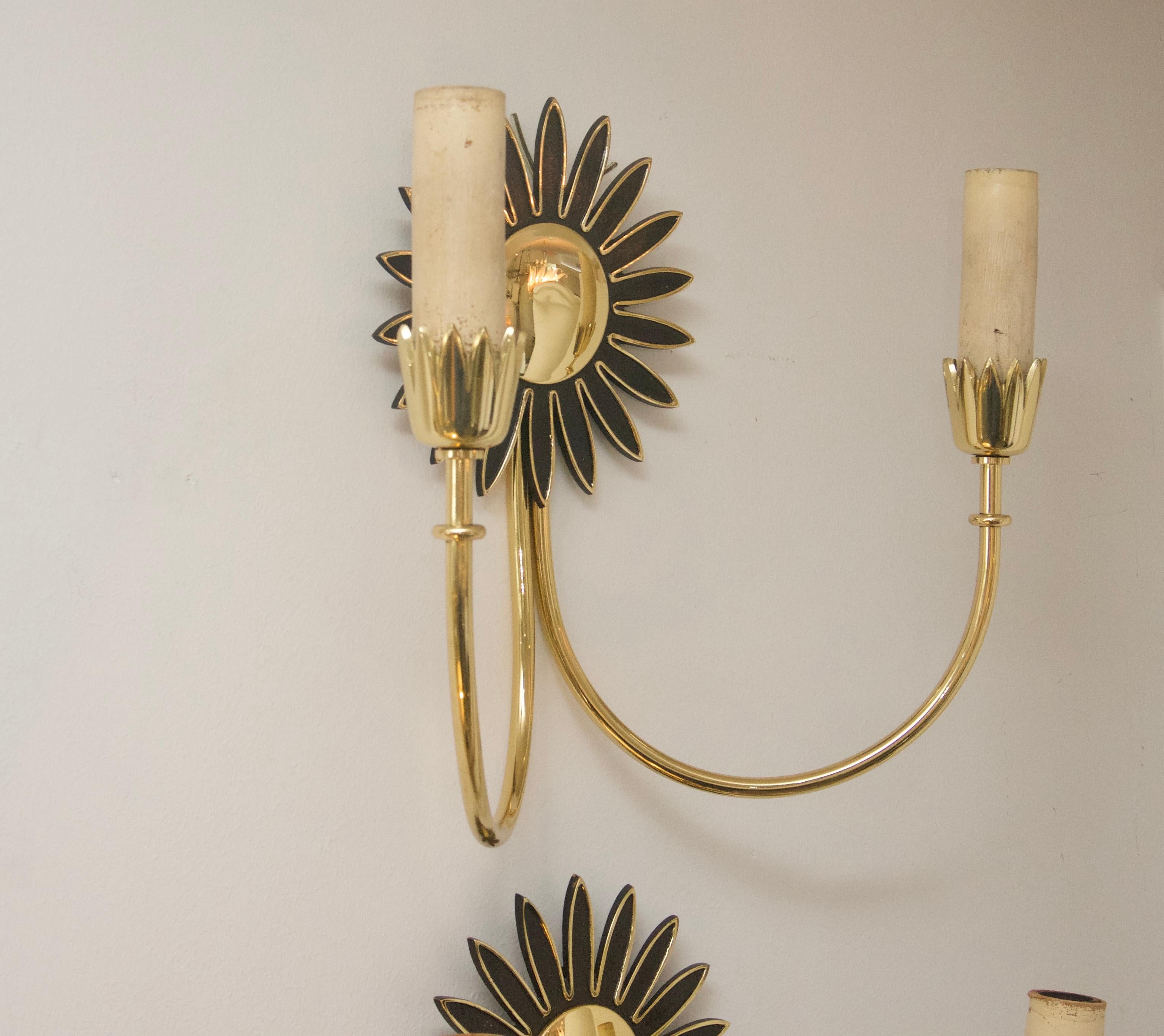 Pair of Brass Wall Sconces 1