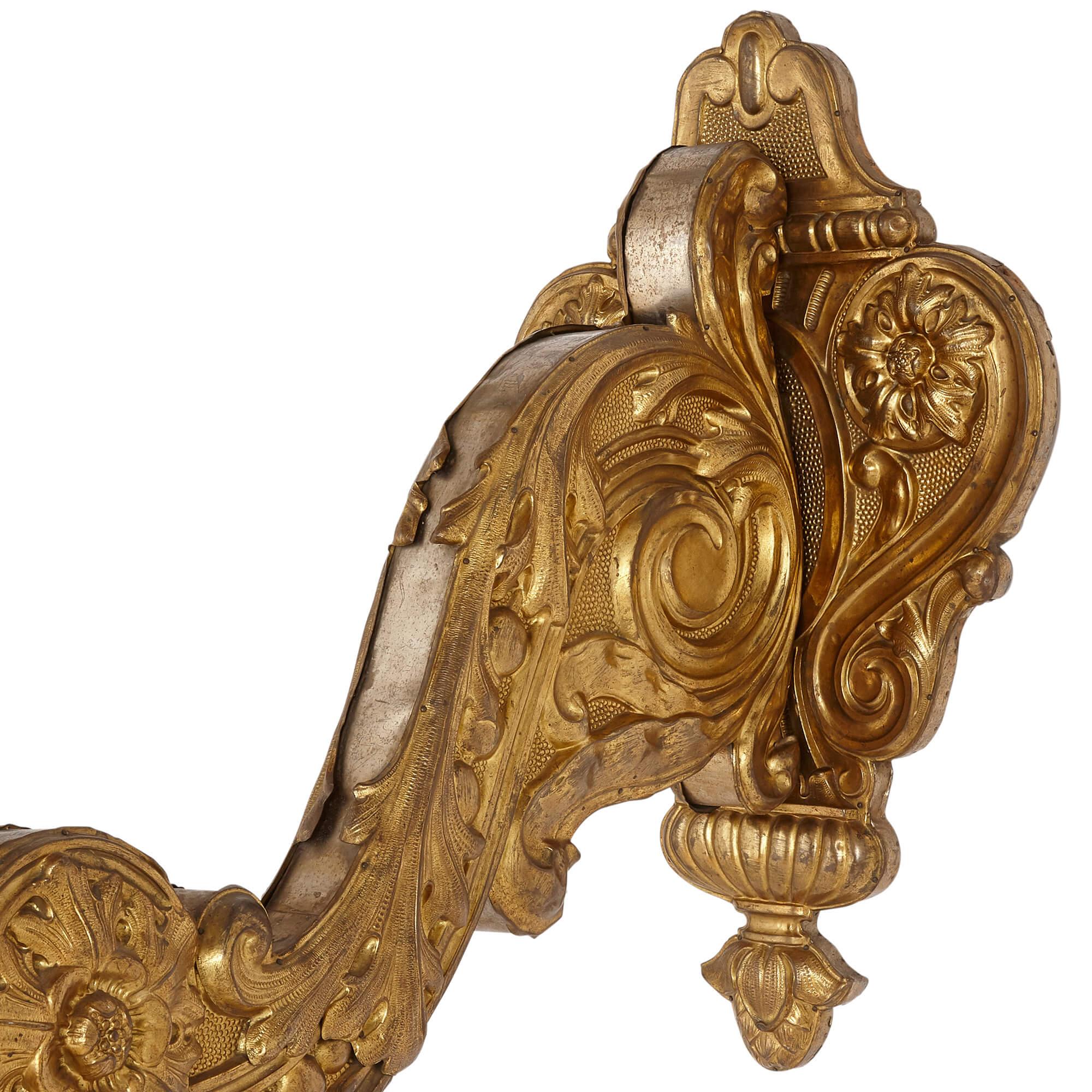 Pair of Brass Wall Sconces in the Baroque Style For Sale 1