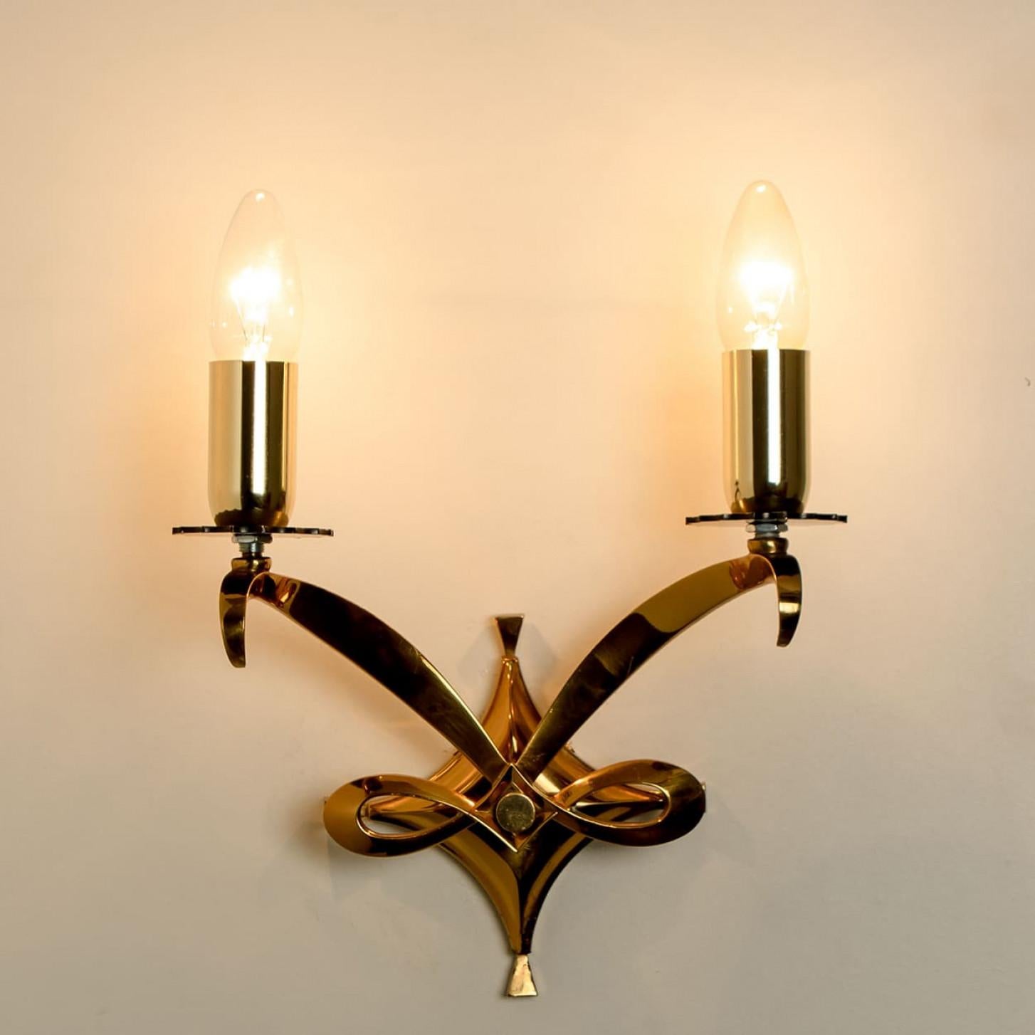Paire d'appliques murales en laiton, Leleu, 1960 en vente 2