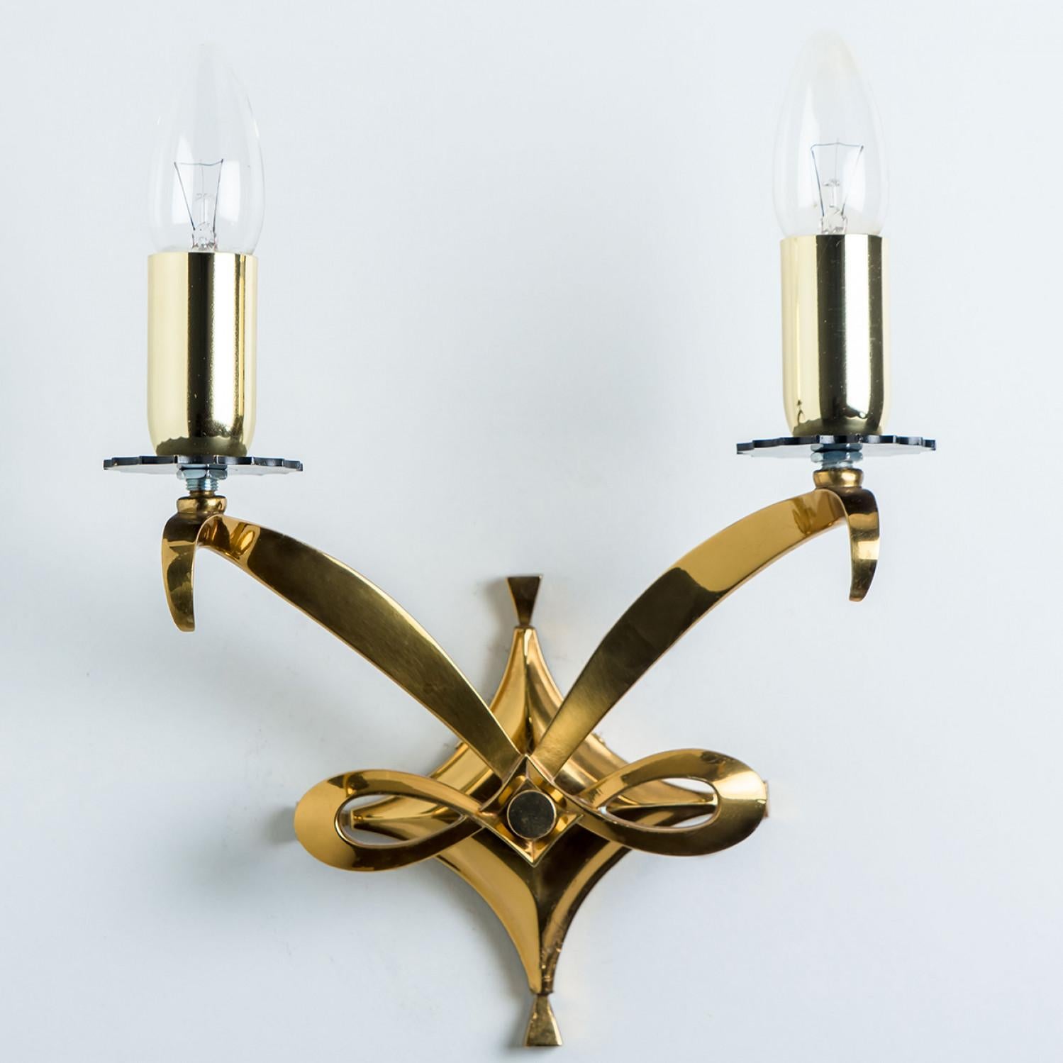 Other Pair of Brass Wall Sconces, Leleu, 1960 For Sale