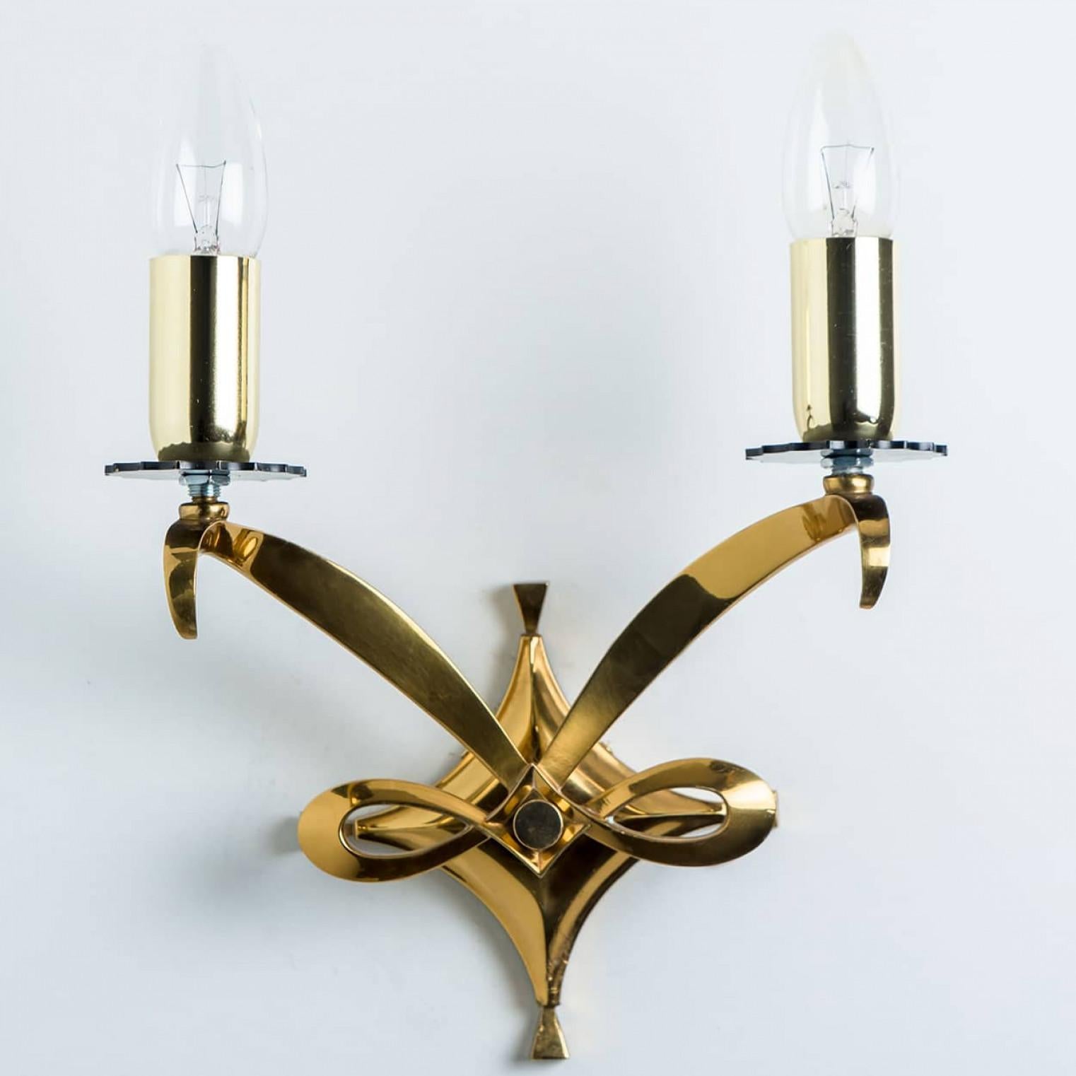 Altro Coppia di lampade da parete in ottone, Leleu, 1960 in vendita