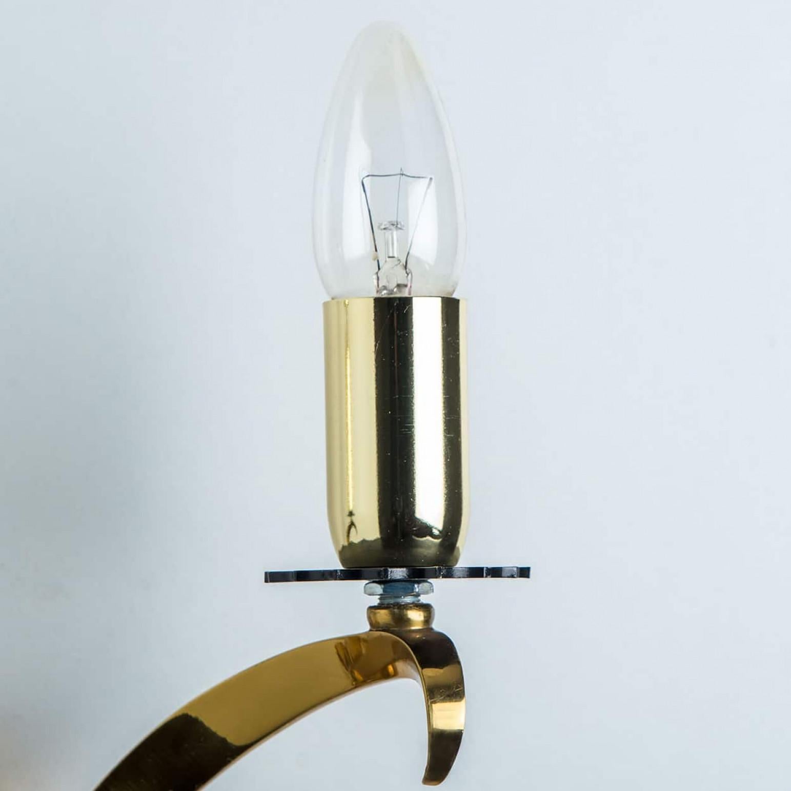 Oro Coppia di lampade da parete in ottone, Leleu, 1960 in vendita