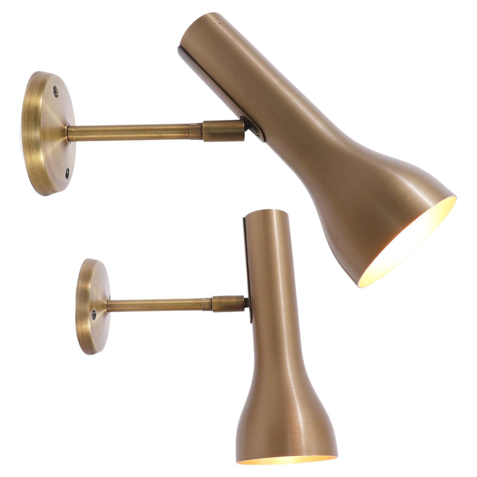 Pair of Brass Wall Spots by Lad Team for Swiss Lamps International, Zürich 1960s For Sale