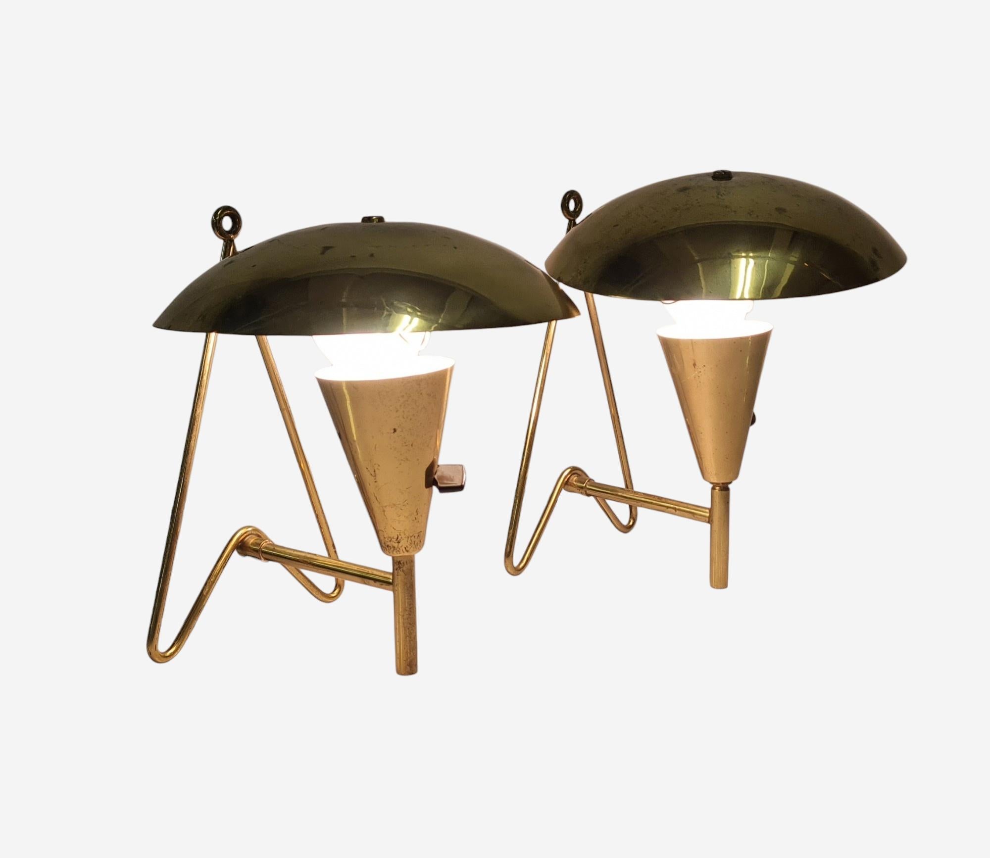 Finnish Pair Of Brass Wall / Table Lamps, Itsu 1950s For Sale