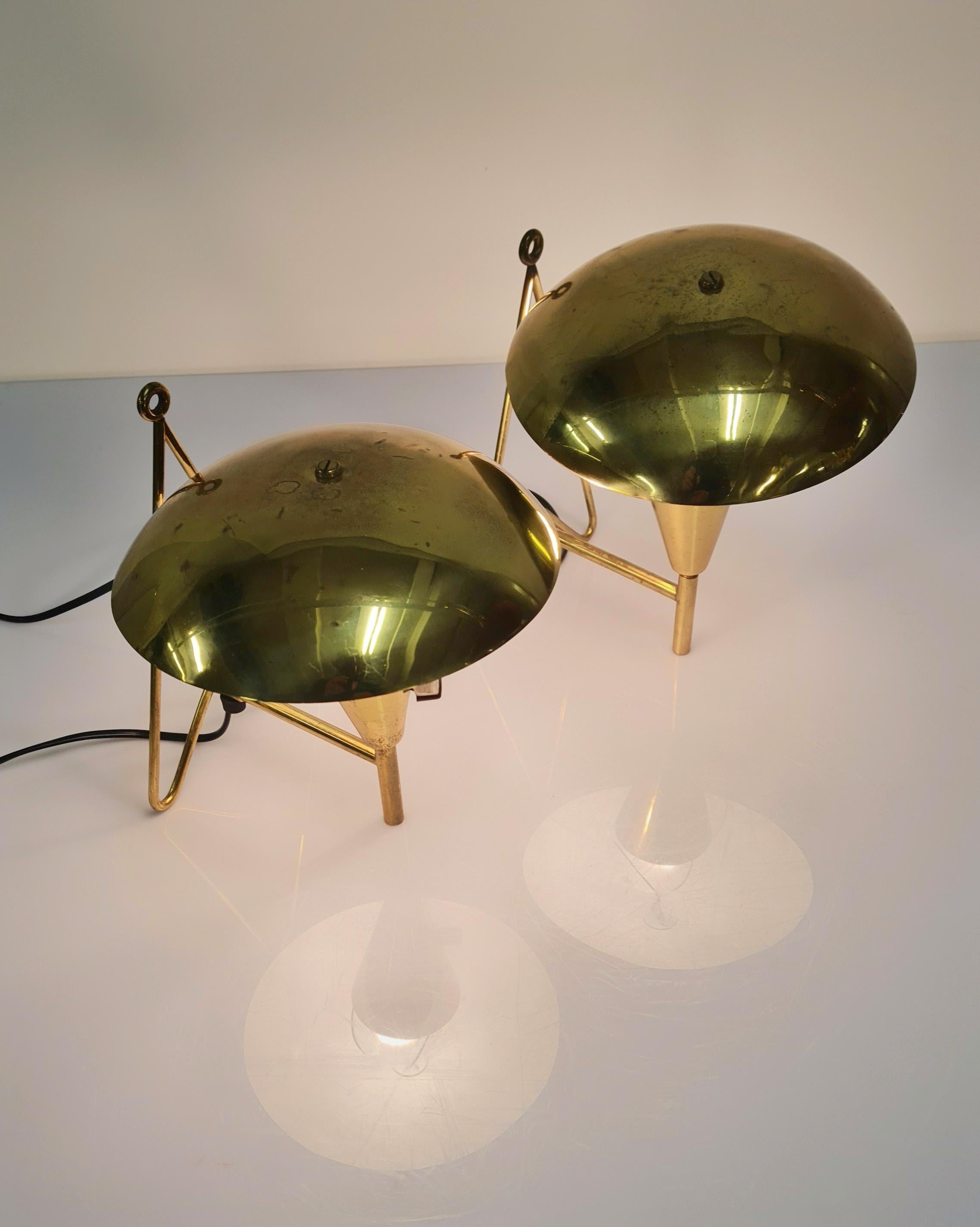 Pair Of Brass Wall / Table Lamps, Itsu 1950s For Sale 1
