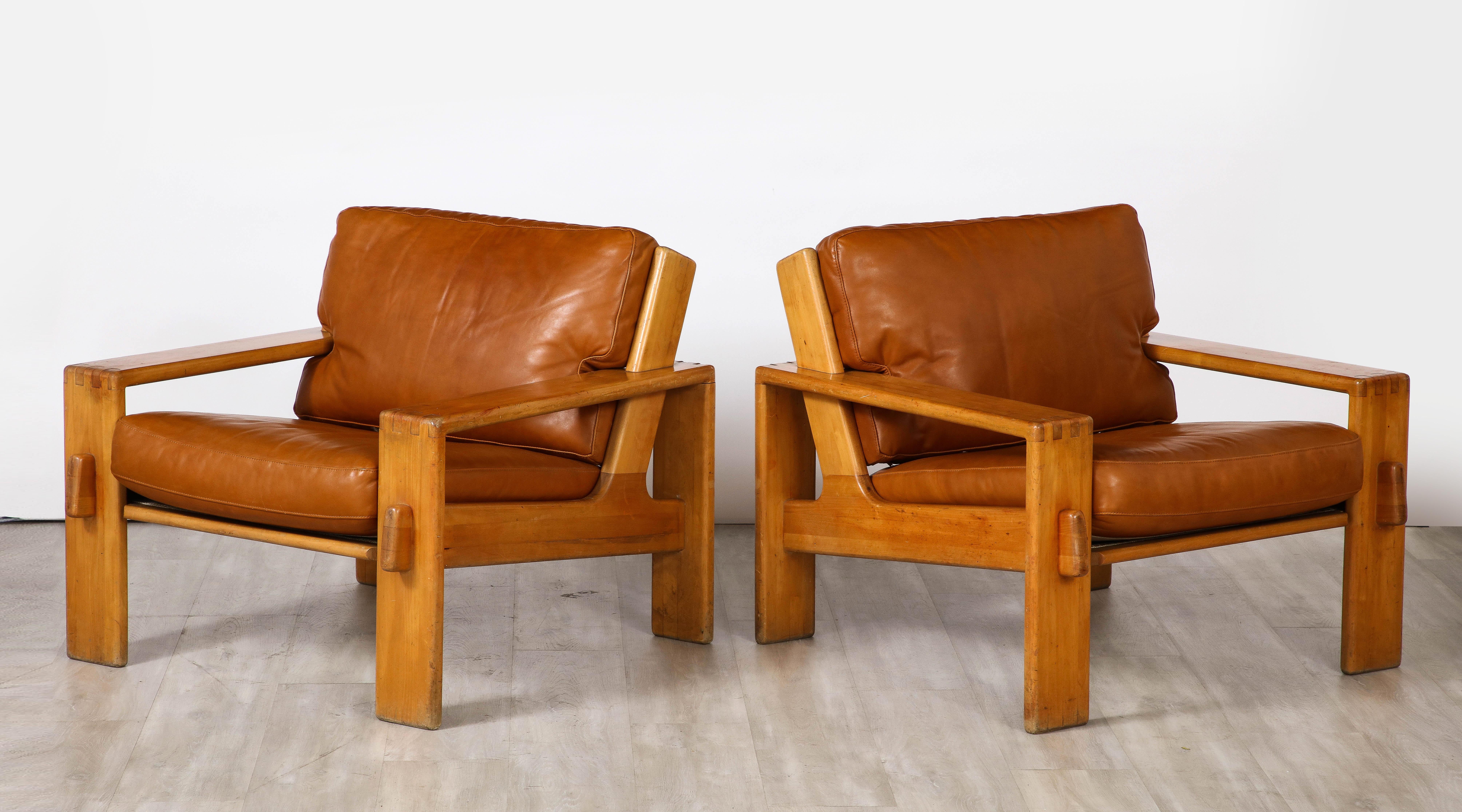 Oak 'Bonanza’ Pair of Lounge Chairs,  by Esko Pajamies for Asko, Finland, 1960's