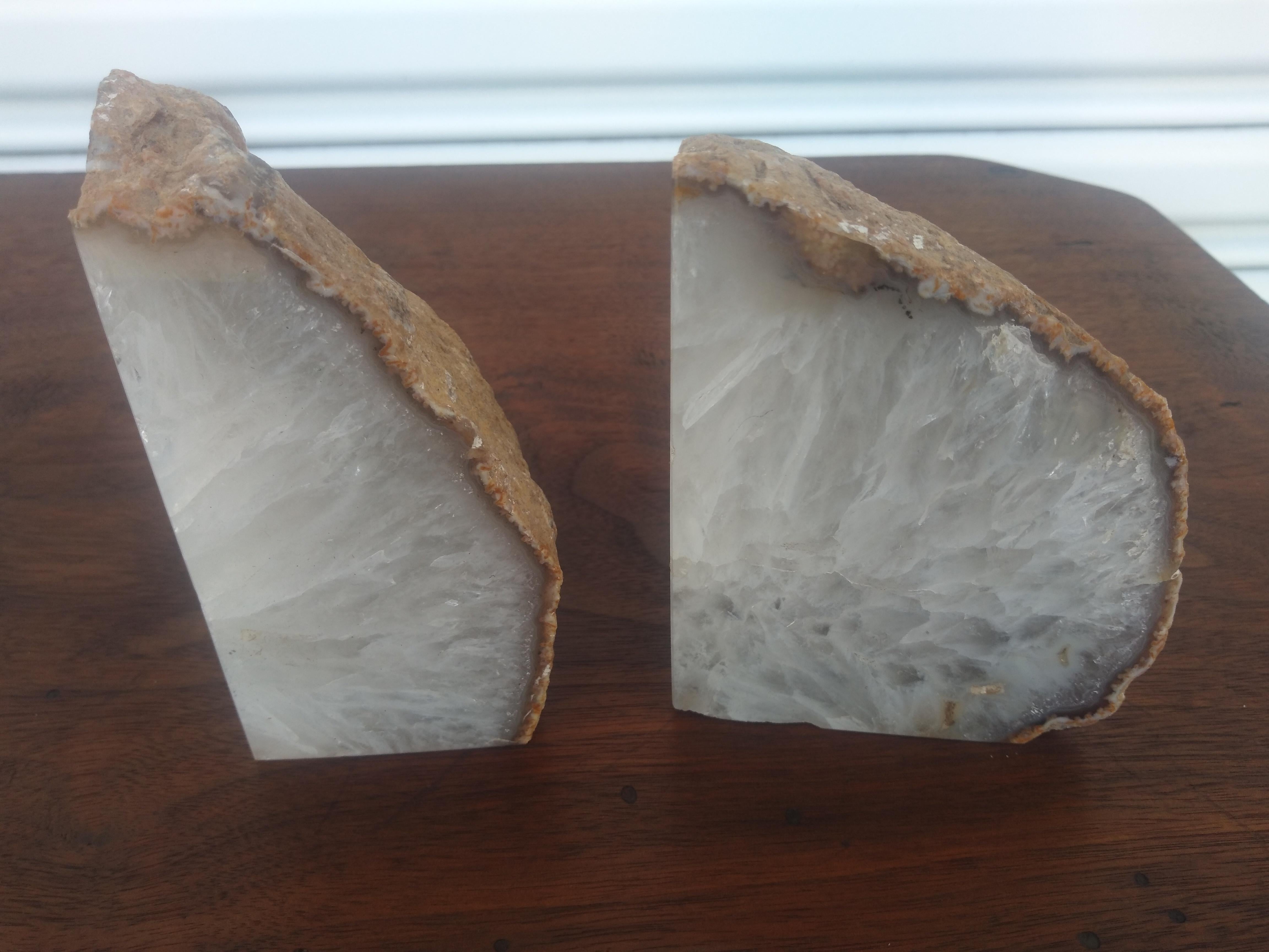 Pair of Brazilian Agate Geode Crystalline Bookends For Sale 2