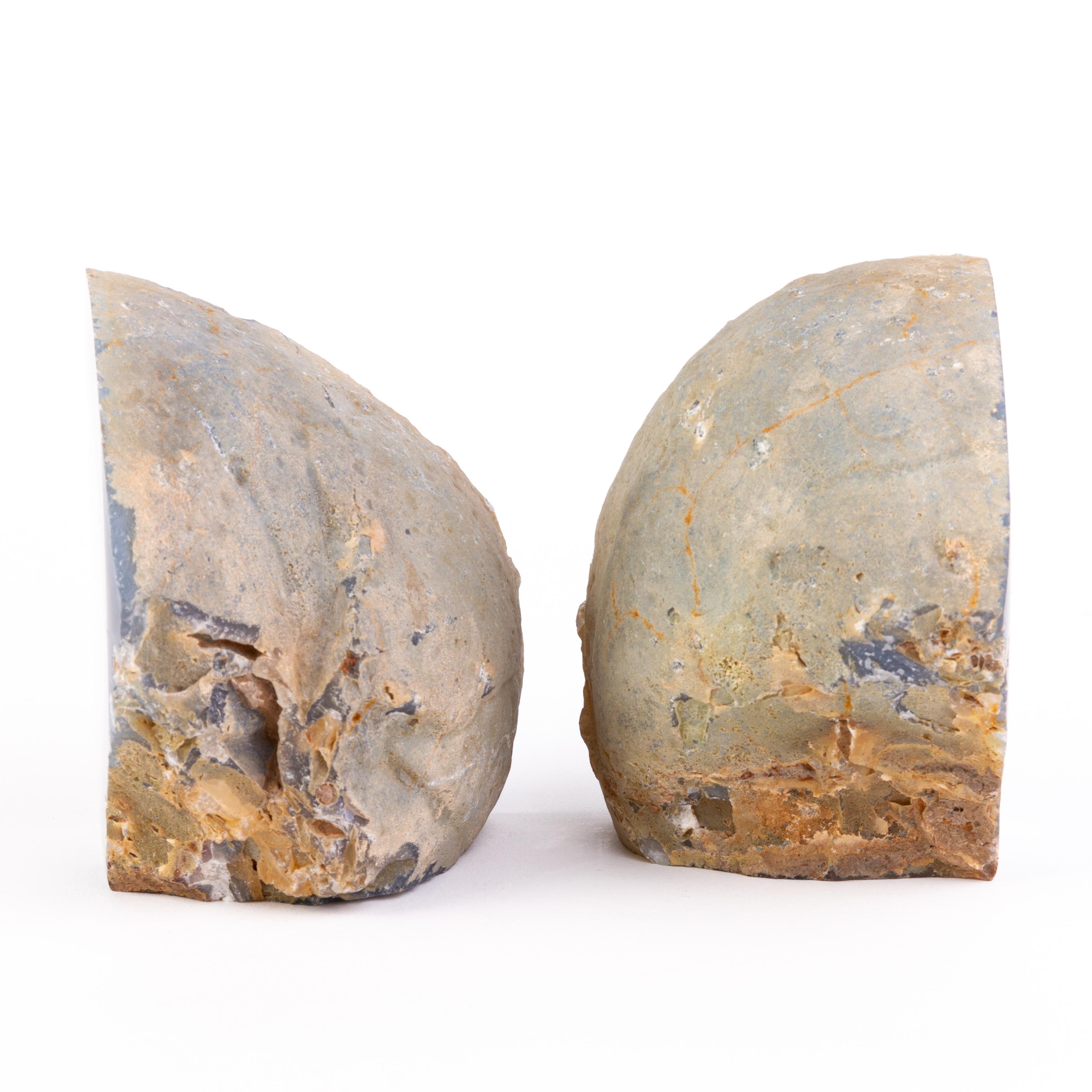 20th Century Pair of Brazilian Agate Geode Specimen Bookends