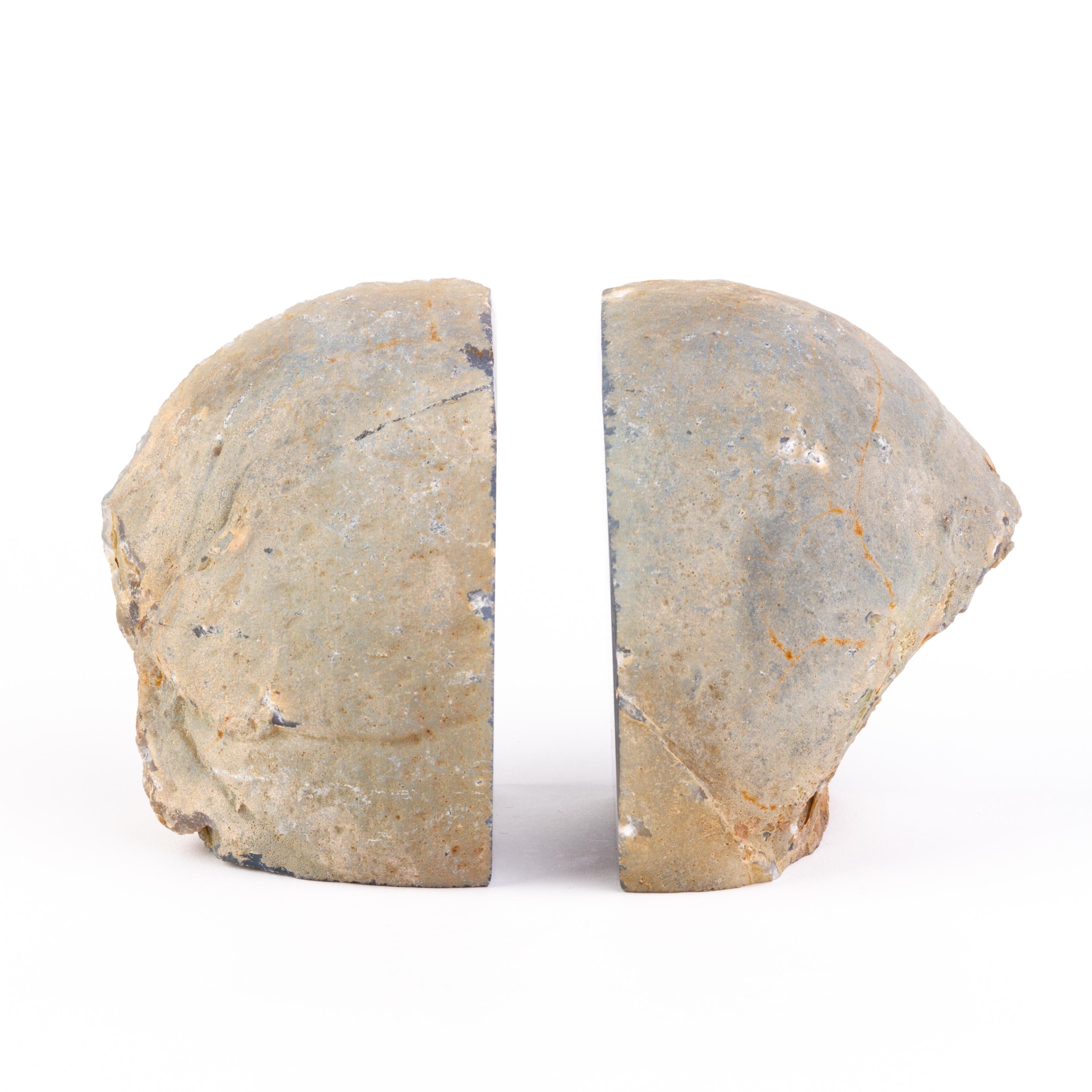 Pair of Brazilian Agate Geode Specimen Bookends 1