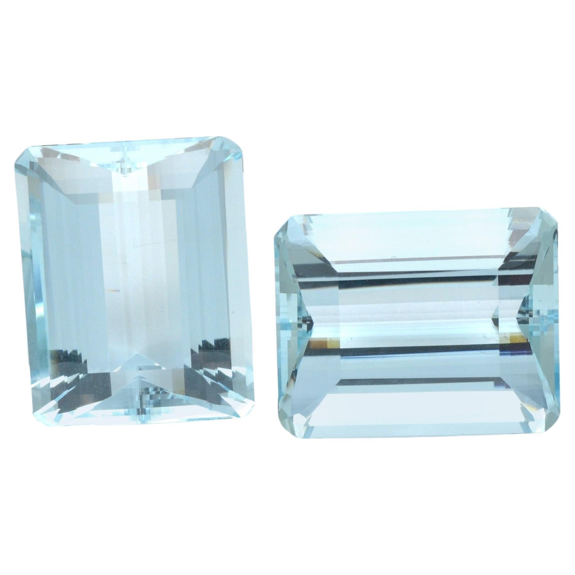 Paire d'aigue-marine brésilienne de 99,95 carats, taille octogonale