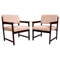 Paar brasilianische Sessel aus Hartholz und cremefarbenem Mohair, Jorge Jabour, 1960er Jahre