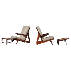 Pair of Brazilian cane armchairs in the Pierre Jeanneret style from the 60s