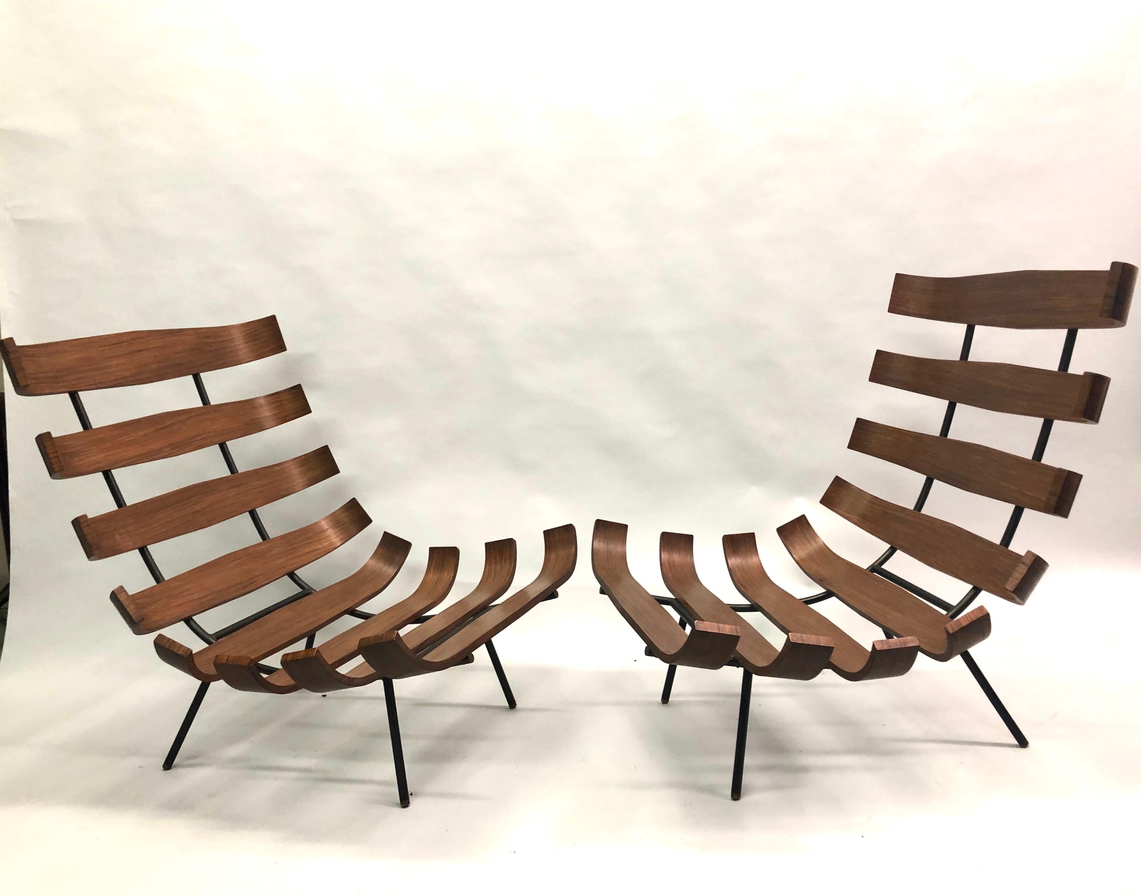 Mid-Century Modern Pair of Brazilian 'Costela' Lounge Chairs by Carlo Hauner & Martin Eisler, 1954