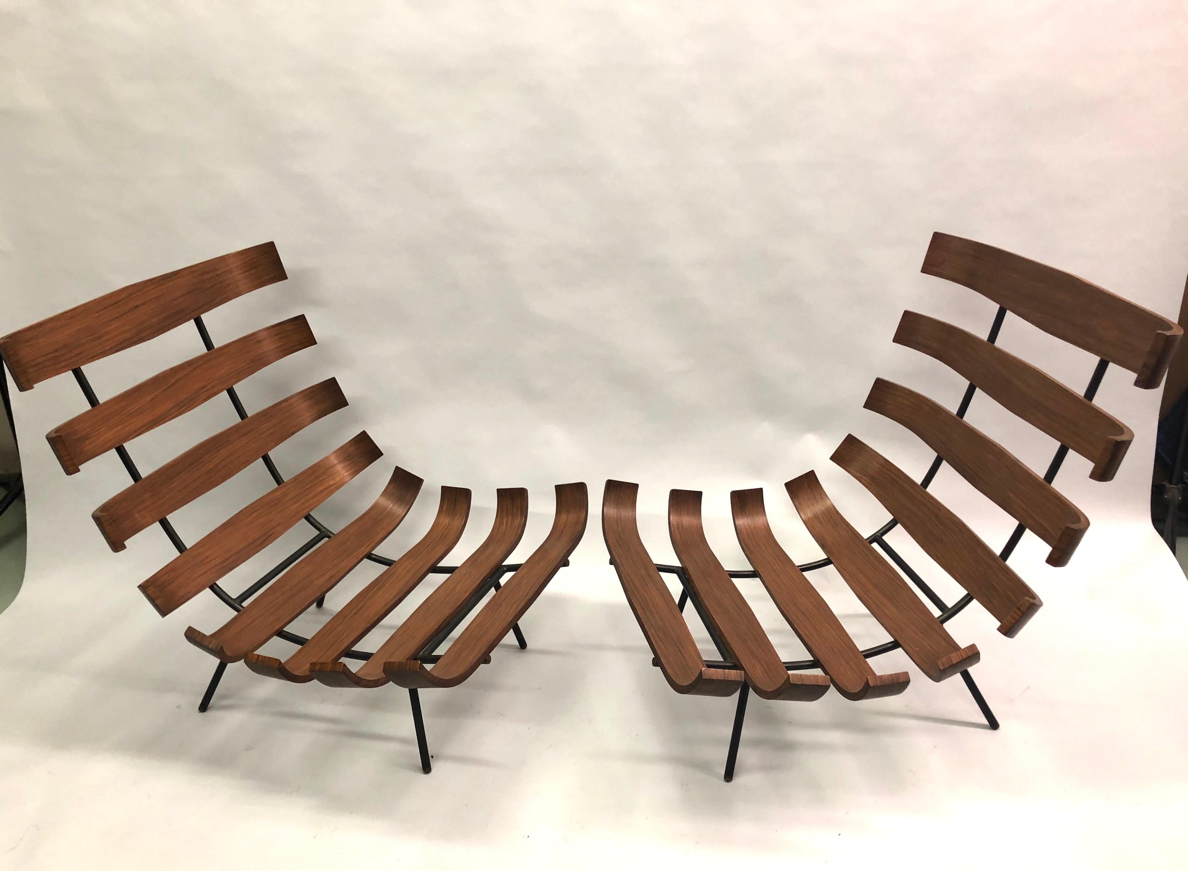 Enameled Pair of Brazilian 'Costela' Lounge Chairs by Carlo Hauner & Martin Eisler, 1954