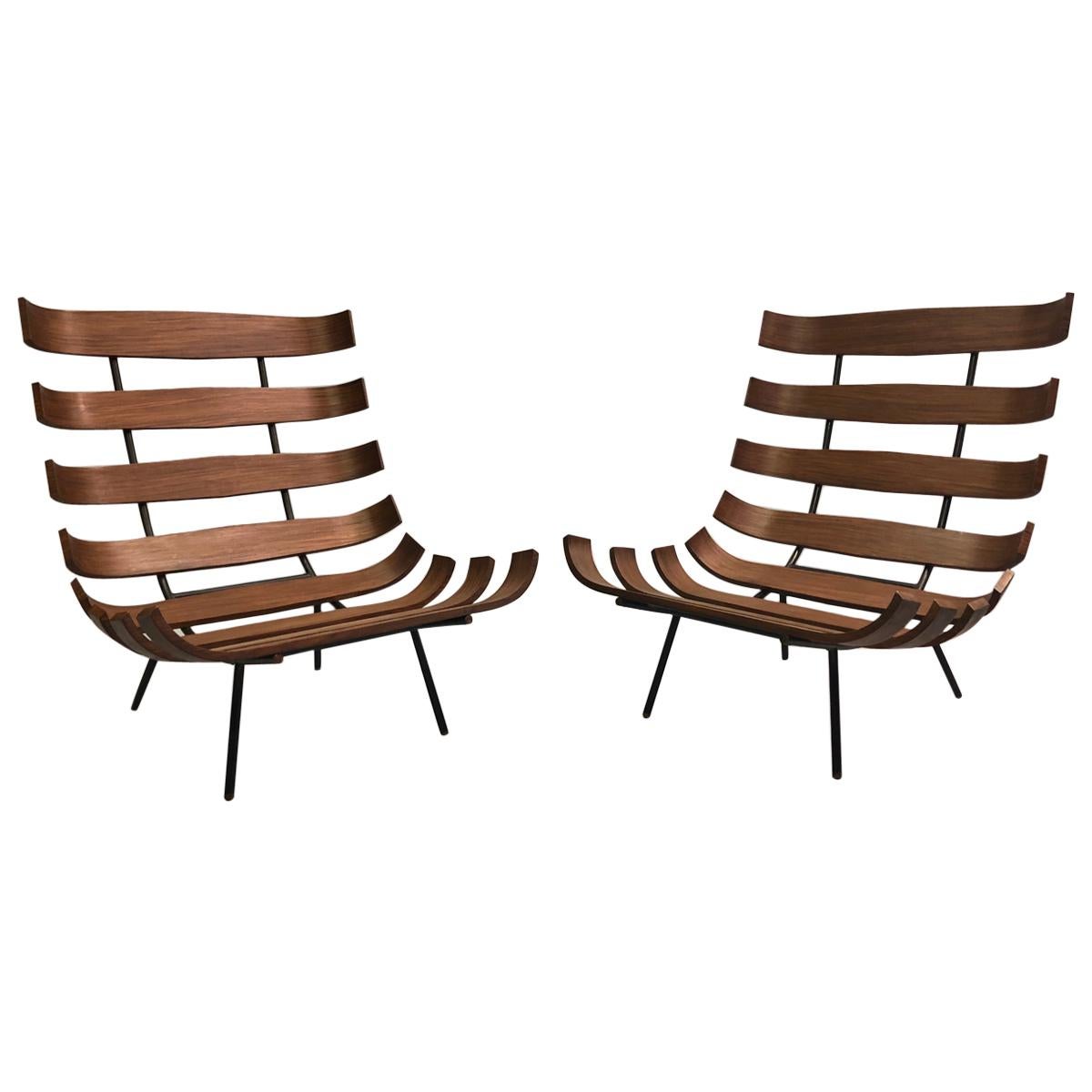 Pair of Brazilian 'Costela' Lounge Chairs by Carlo Hauner & Martin Eisler, 1954