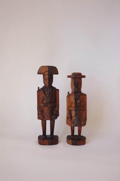 Pair of Brazilian Jacaranda Sculptures Depicting Lampião and Maria Bonita, 1970s