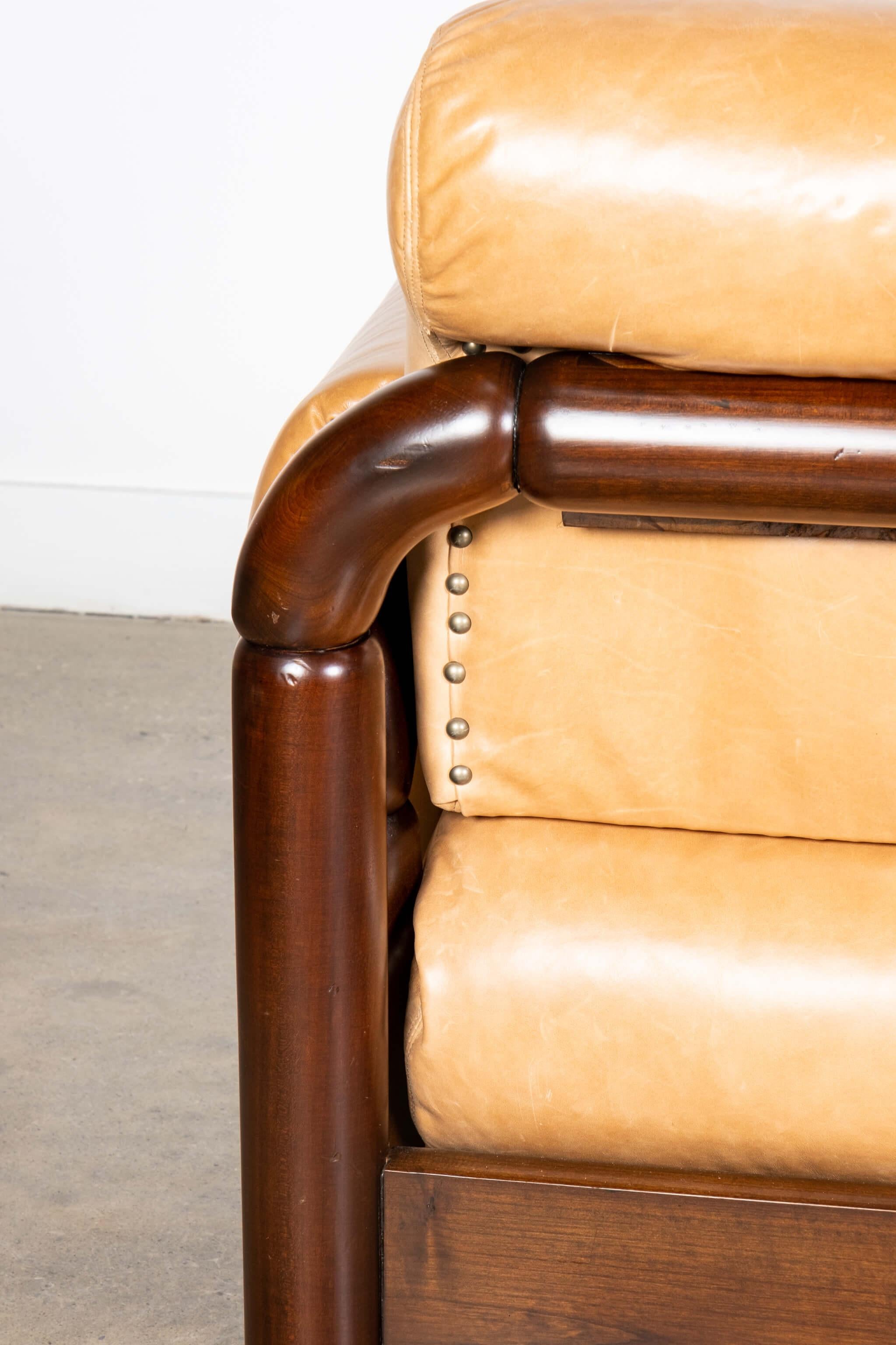 Pair of Brazilian Leather Armchairs In Good Condition For Sale In Toronto, CA