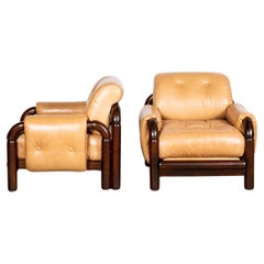 Retro Pair of Brazilian Leather Armchairs