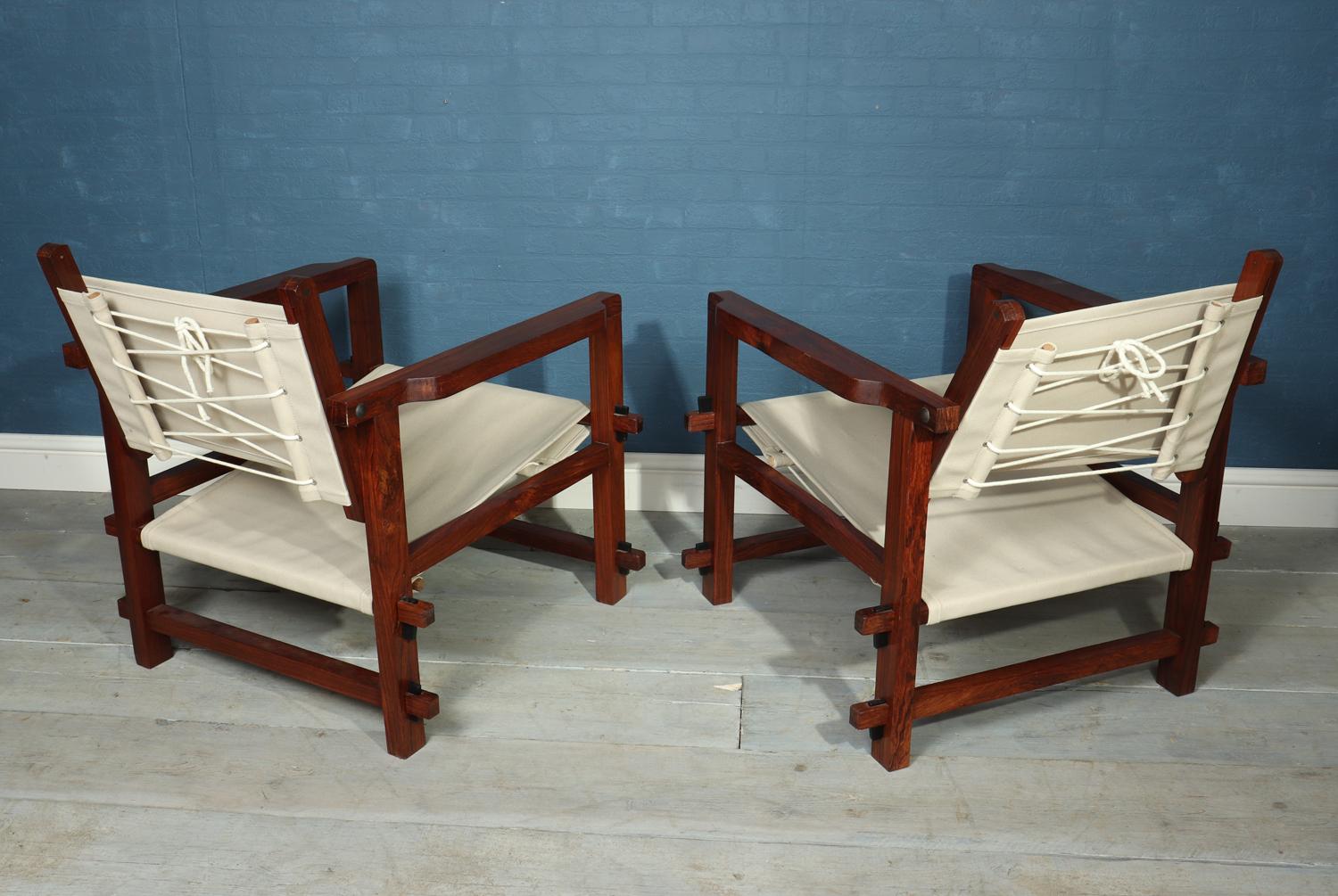 Wood Pair of Brazilian Midcentury Sling Chairs