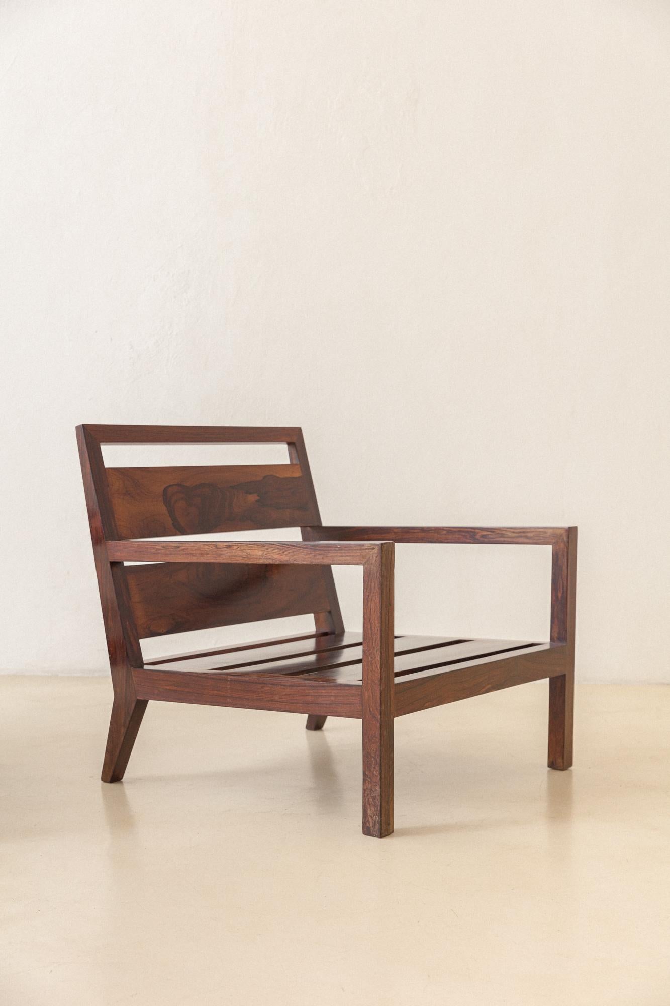 Pair of Brazilian Midcentury Armchairs, Unknown Designer, Solid Rosewood, 1960s For Sale 1