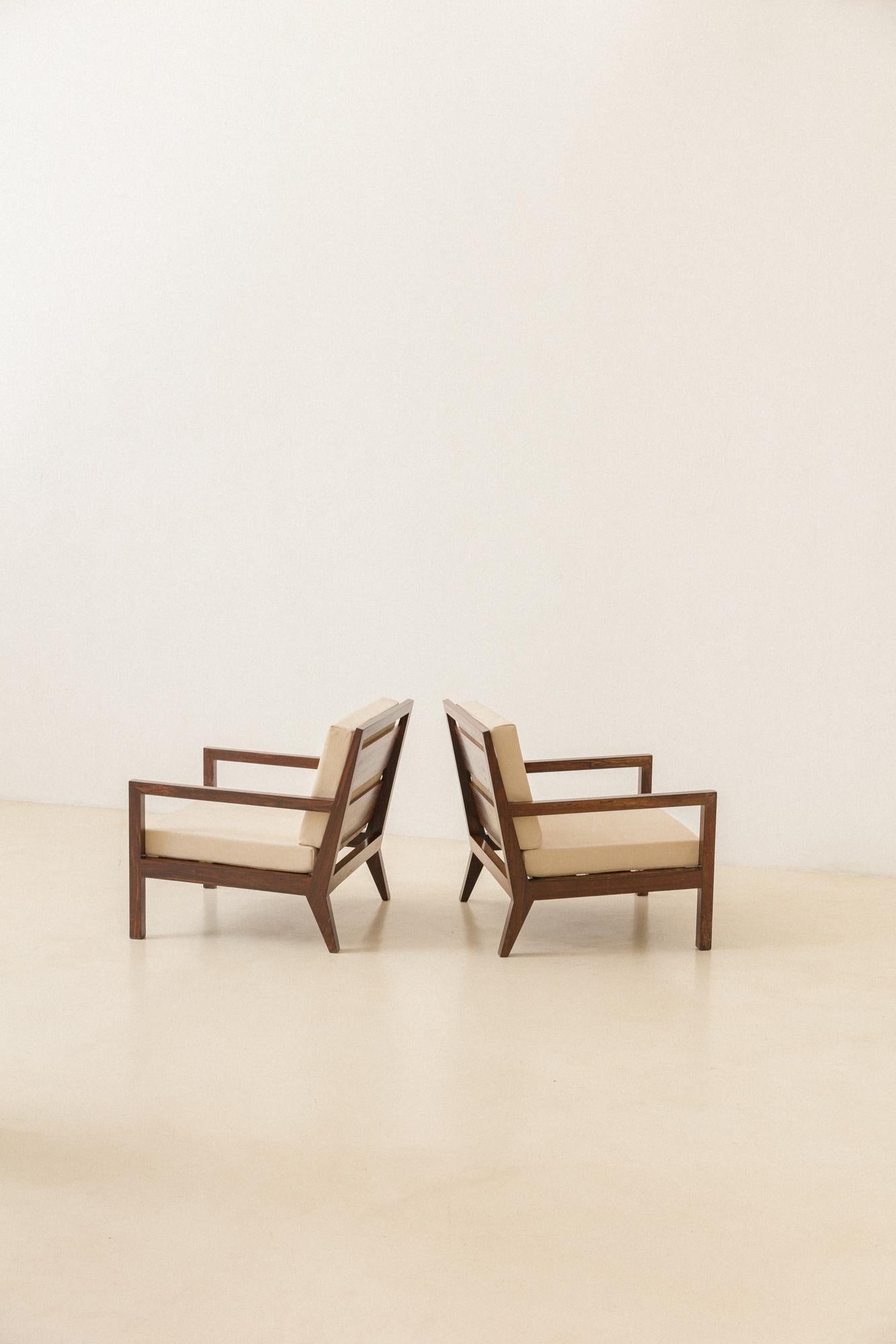 Pair of Brazilian Midcentury Armchairs, Unknown Designer, Solid Rosewood, 1960s For Sale 2