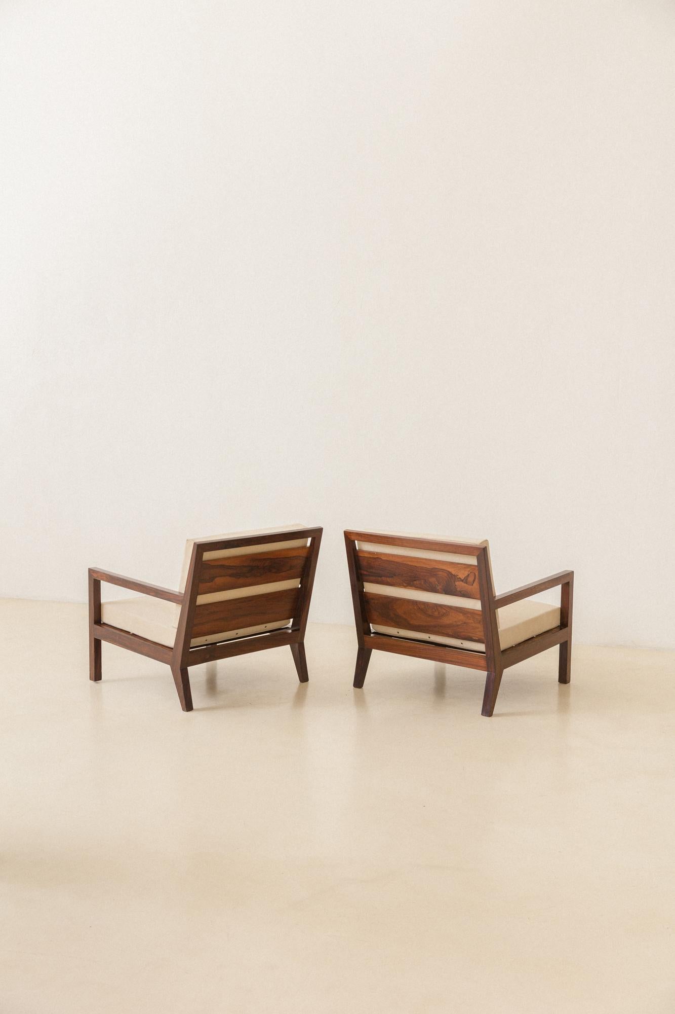 Pair of Brazilian Midcentury Armchairs, Unknown Designer, Solid Rosewood, 1960s For Sale 3