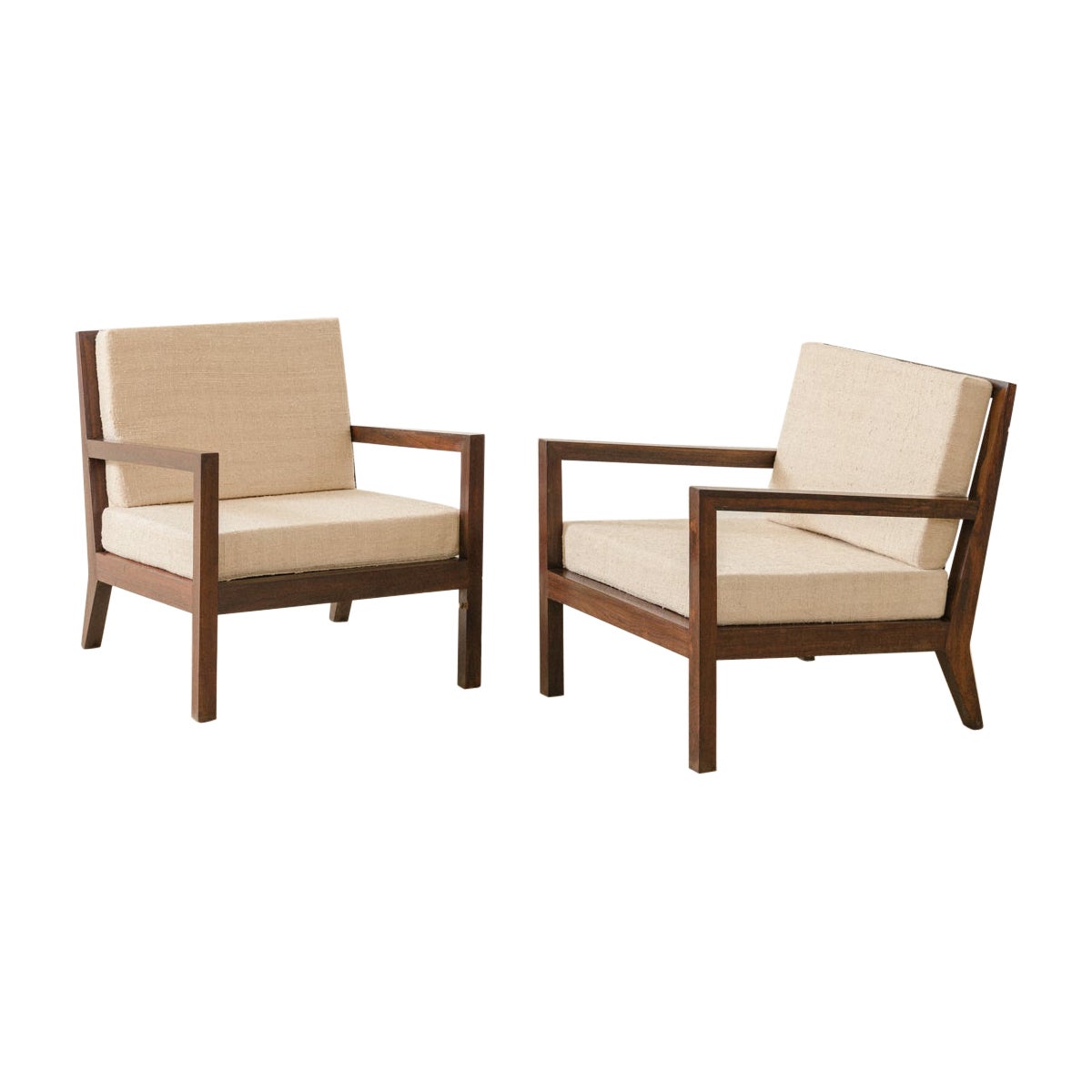 Paire de fauteuils brésiliens du milieu du siècle dernier en bois de rose massif, designer inconnu, années 1960