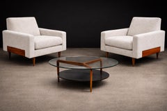 Pair of Brazilian Modern Armchairs in Caviuna & Light Gray Sherpa, Brazil, 1960s