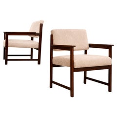 Pair of Brazilian Modern Armchairs in Rosewood & Mohair, Jorge Jabour, 1960s