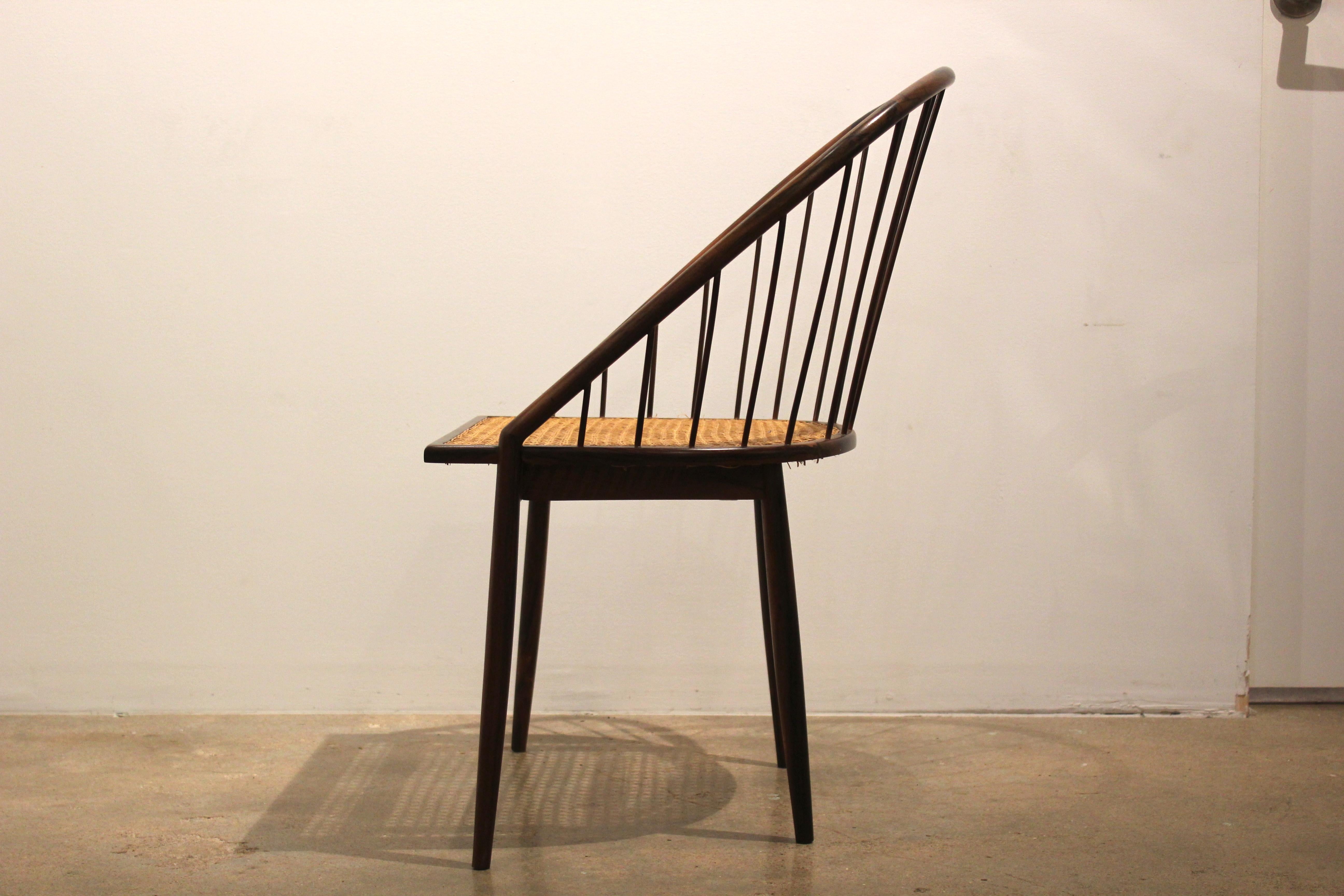 Pair of Brazilian Modern Cane Curva Chairs by Joaquim Tenreiro 2