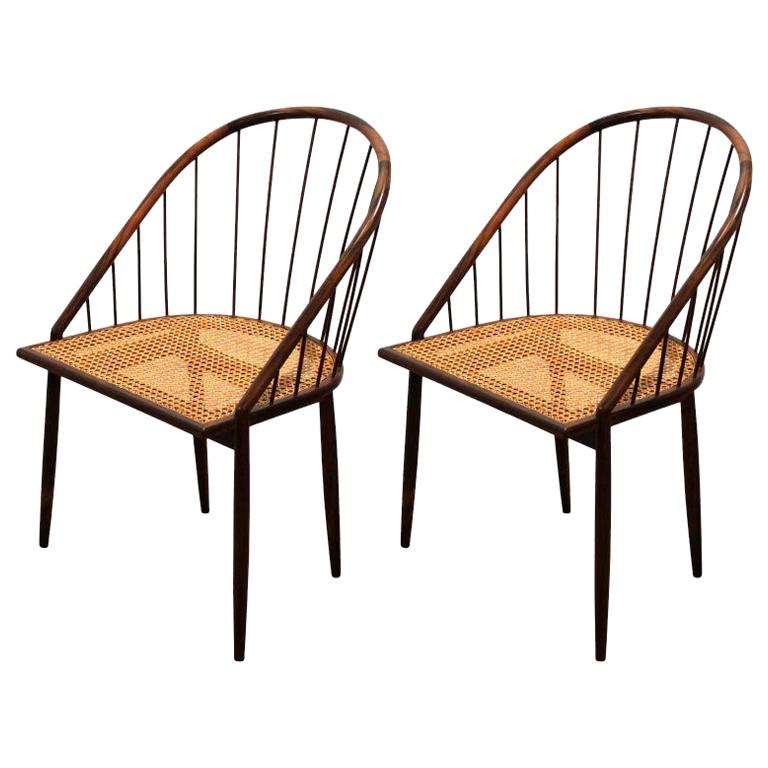 Pareja de sillas Curva de Joaquim Tenreiro, Modernidad de mediados de siglo-Vintage 60'