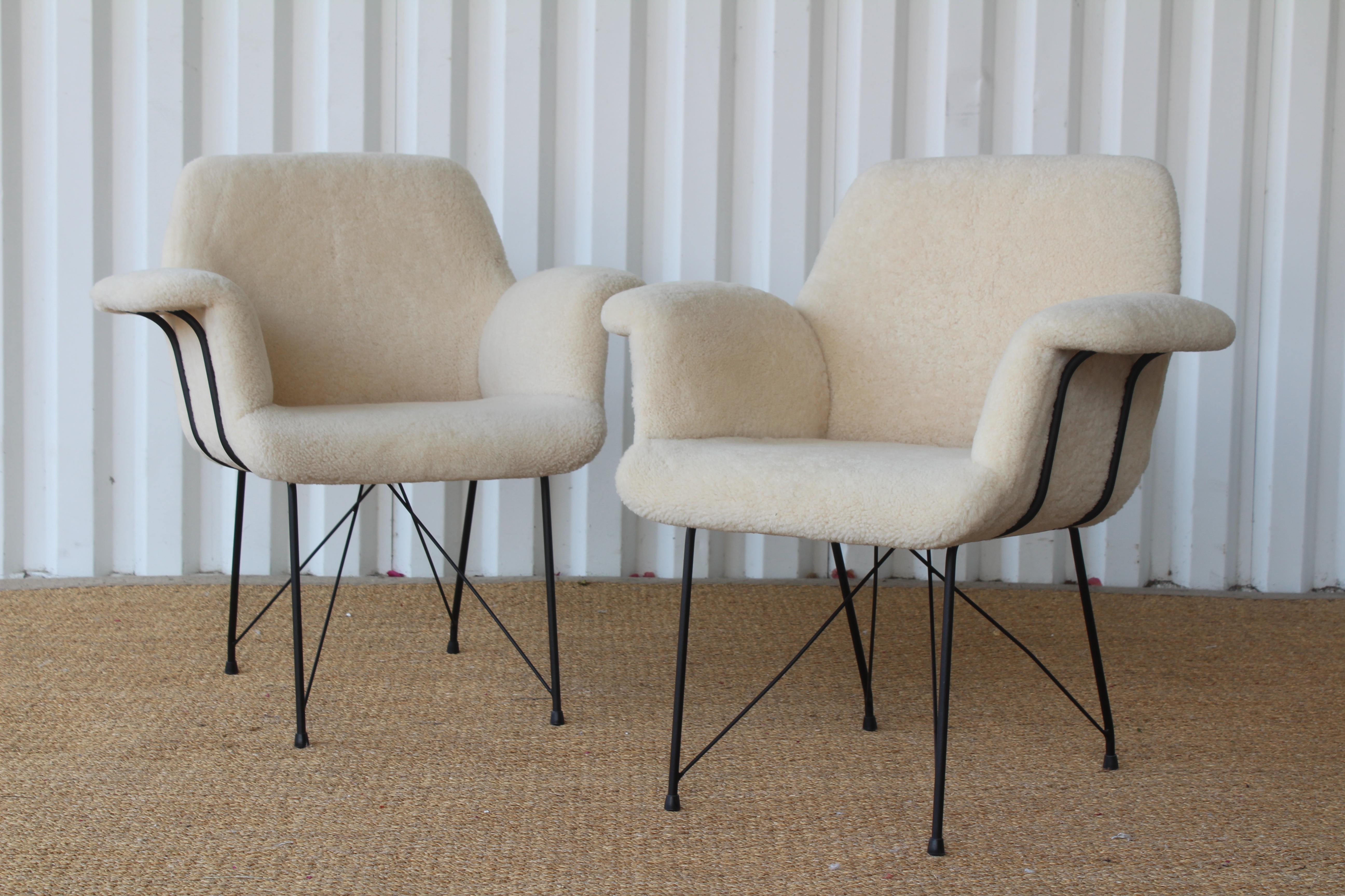 Powder-Coated Pair of Brazilian Modern Chairs by Carlo Hauner and Martin Eisler, 1955