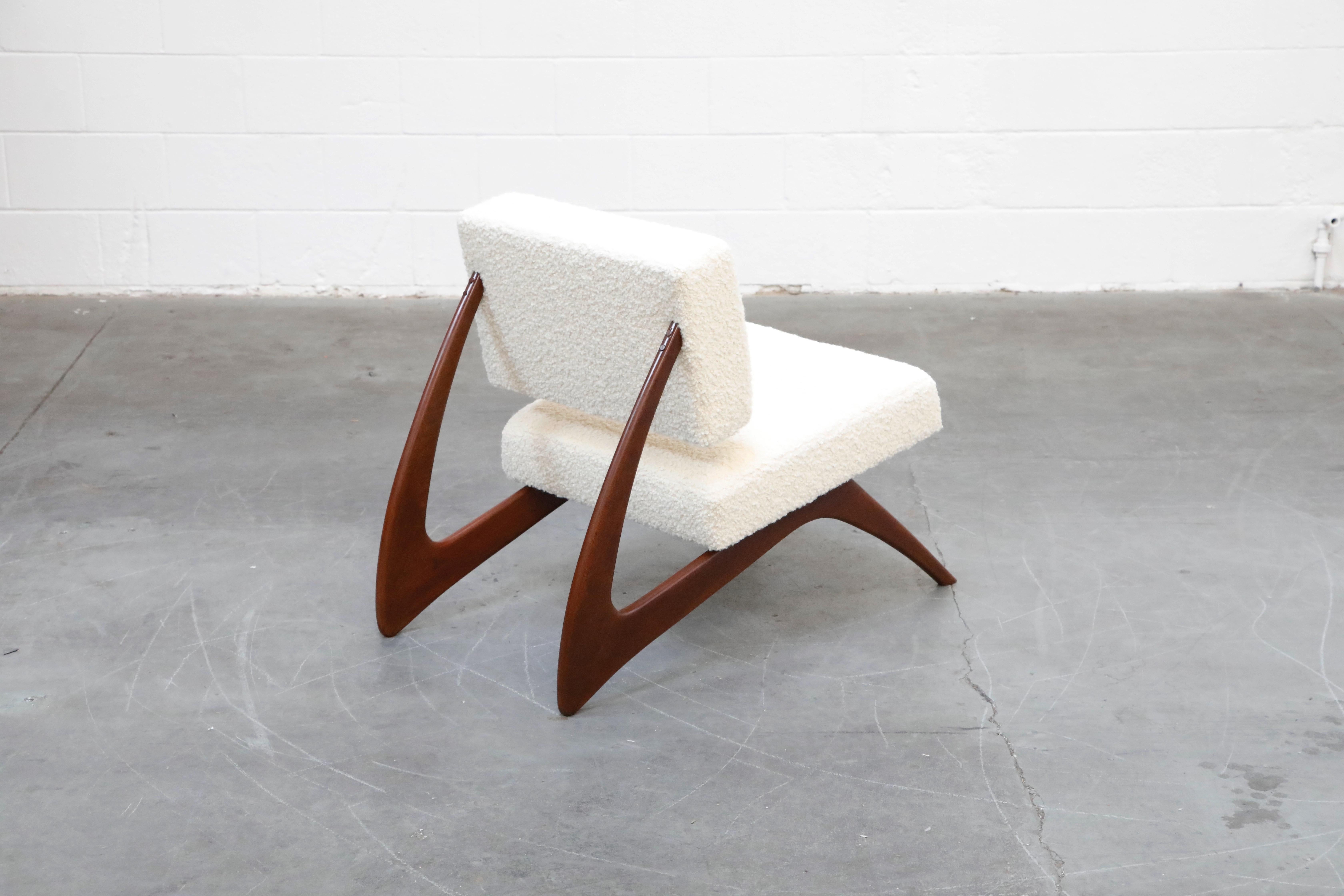 Pair of Brazilian Modern Sculptural Lounge Chairs in Alpaca Bouclé, 1960s 5