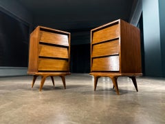 Pair of Brazilian Modern Side Tables with Drawers in Ivory Wood, 1950s