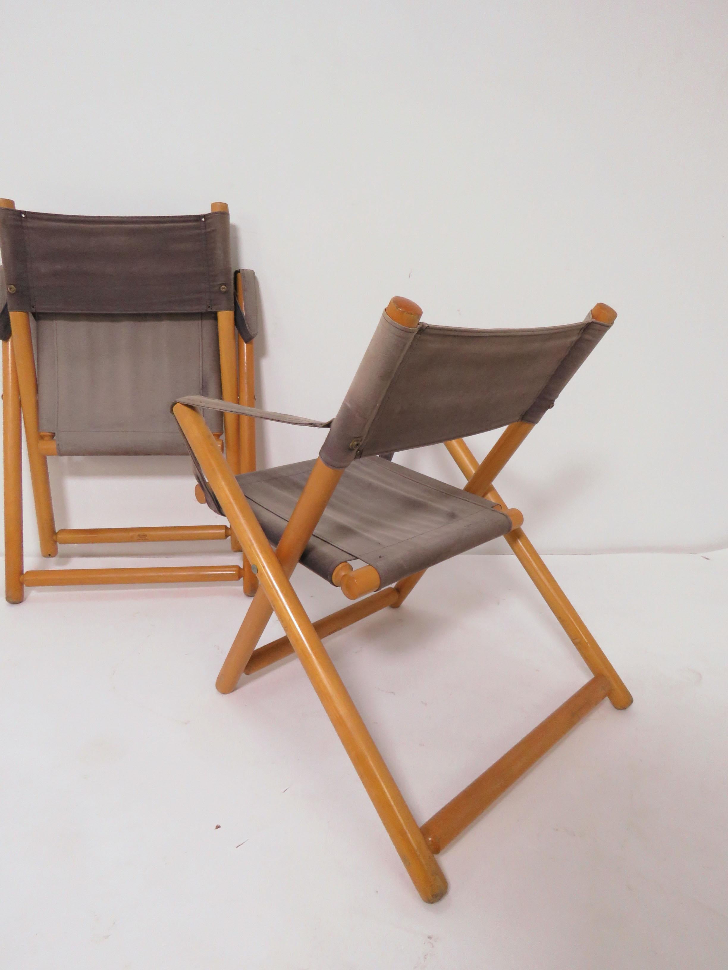 Pair of Brazilian Móveis Gerdau Folding Safari Sling Chairs, circa 1970s For Sale 1