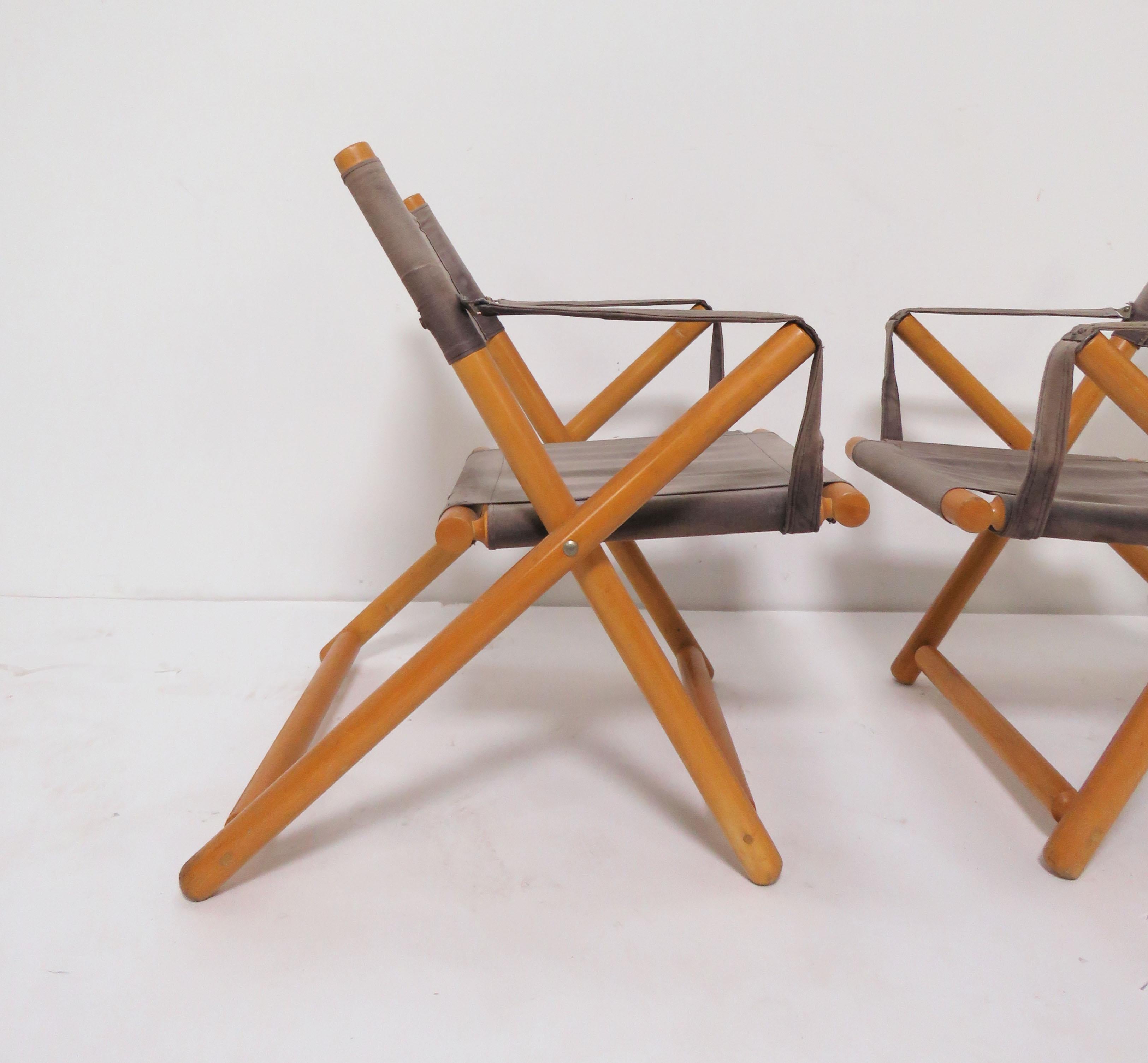 Mid-Century Modern Paire de chaises safari pliantes en bandoulière en Móveis Gerdau brésilien:: vers 1970 en vente