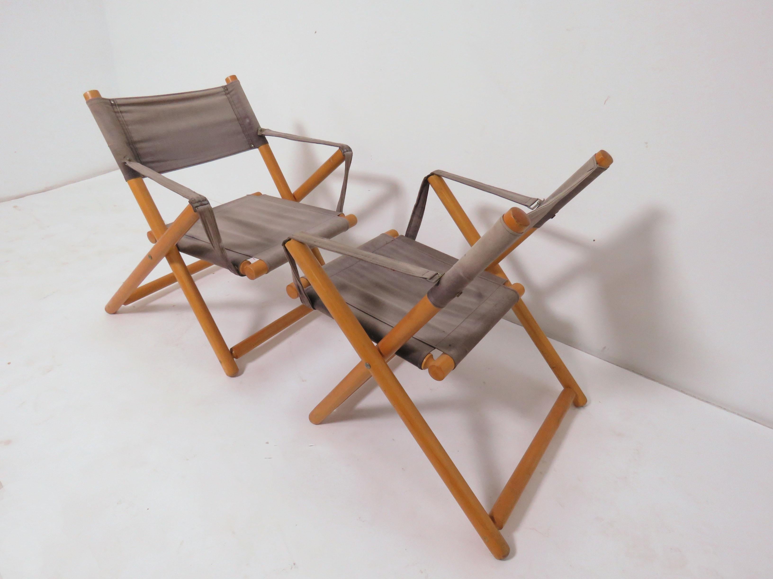 Brésilien Paire de chaises safari pliantes en bandoulière en Móveis Gerdau brésilien:: vers 1970 en vente