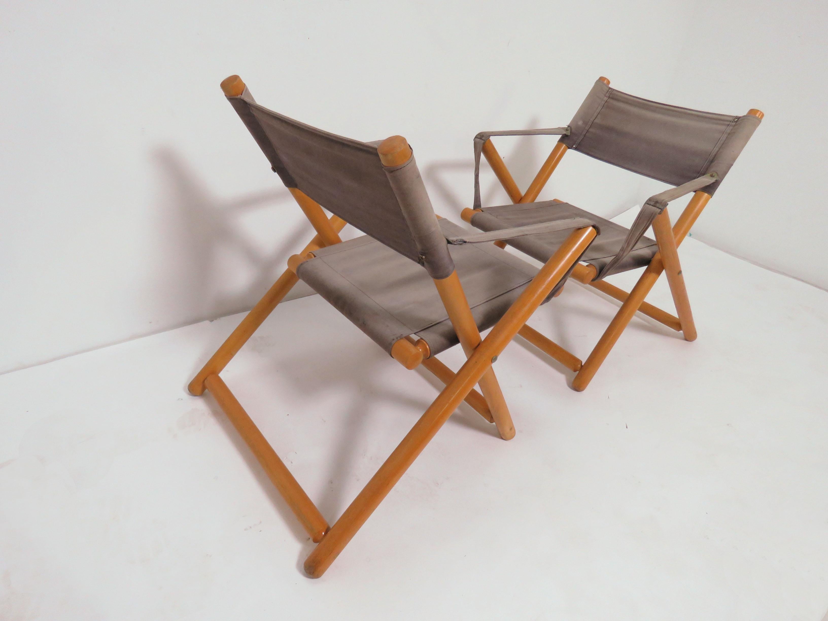 Paire de chaises safari pliantes en bandoulière en Móveis Gerdau brésilien:: vers 1970 Bon état - En vente à Peabody, MA
