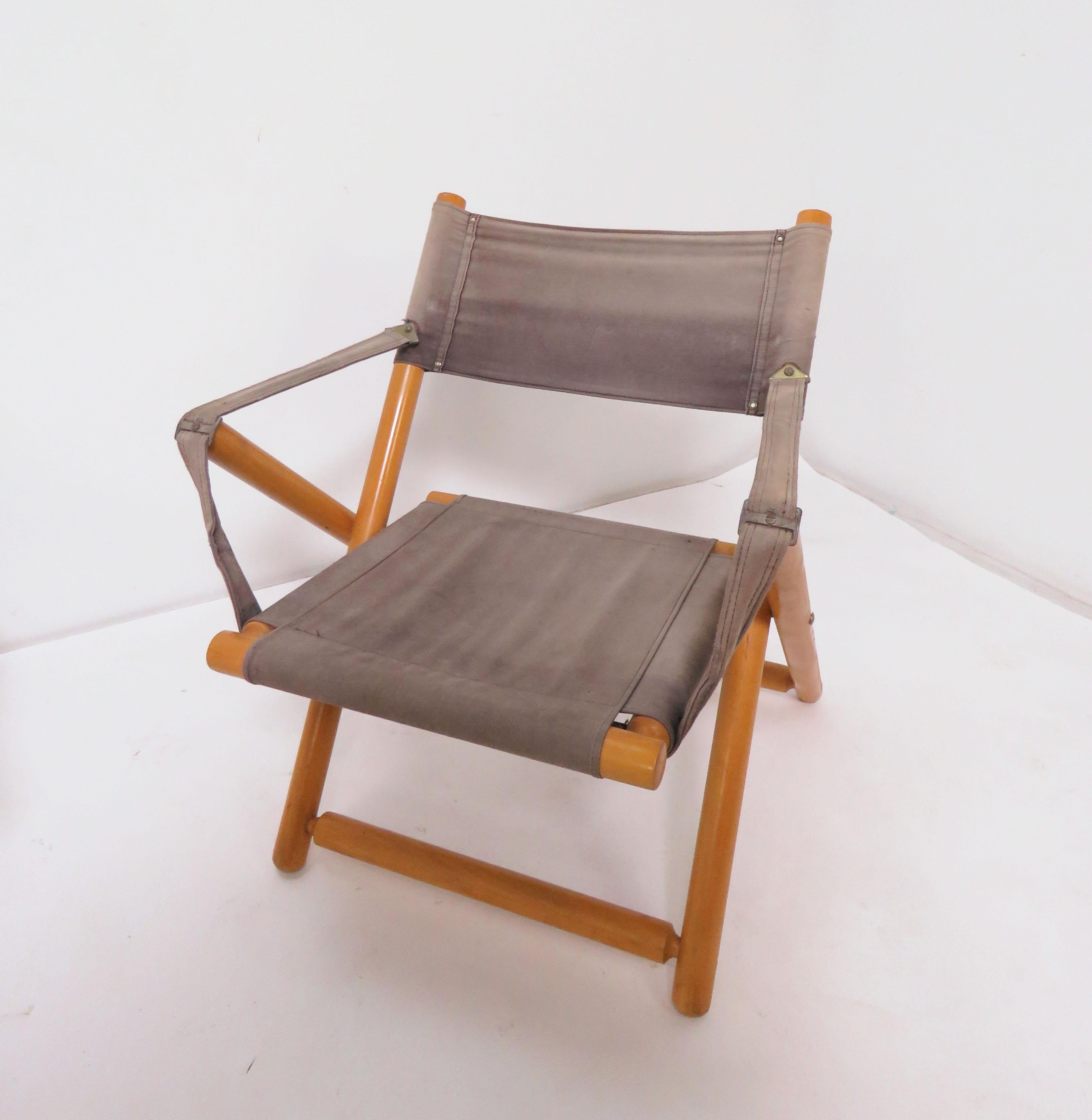 Mid-Century Modern Pair of Brazilian Móveis Gerdau Folding Safari Sling Chairs, circa 1970s For Sale