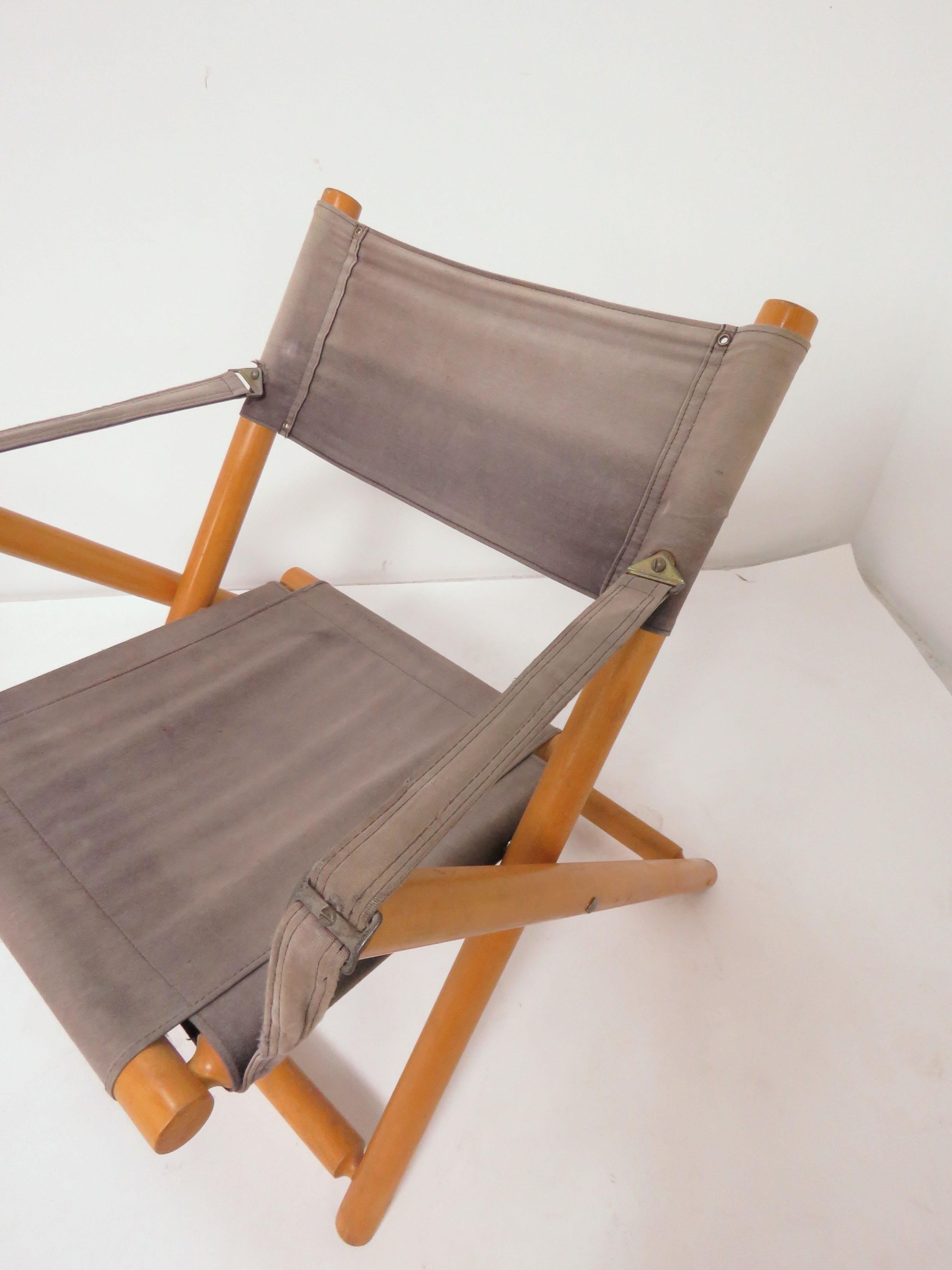 Pair of Brazilian Móveis Gerdau Folding Safari Sling Chairs, circa 1970s In Good Condition For Sale In Peabody, MA