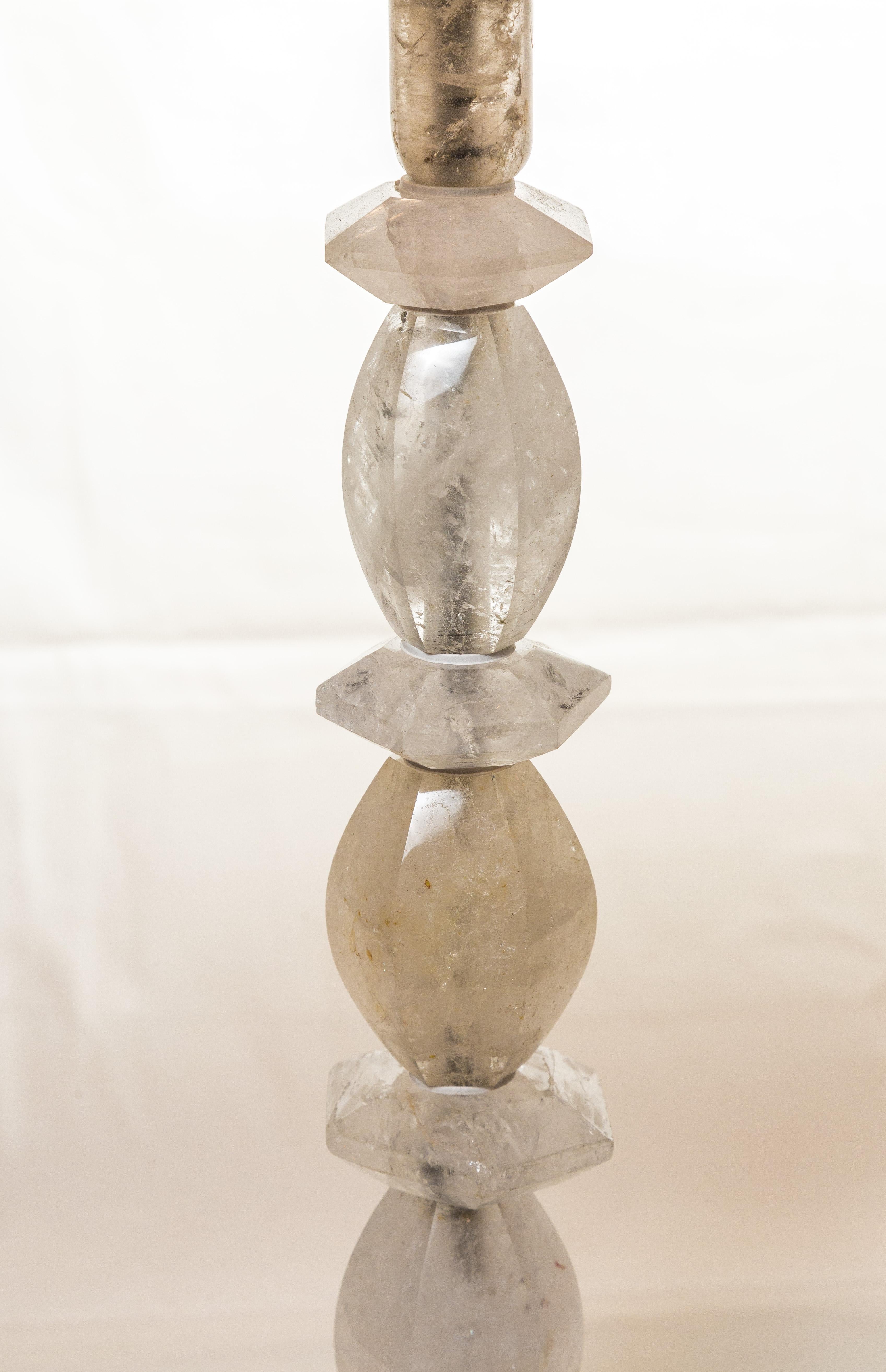 Pair of rock crystal lams, handcrafted from Brazil an excellent quality material, with a 7