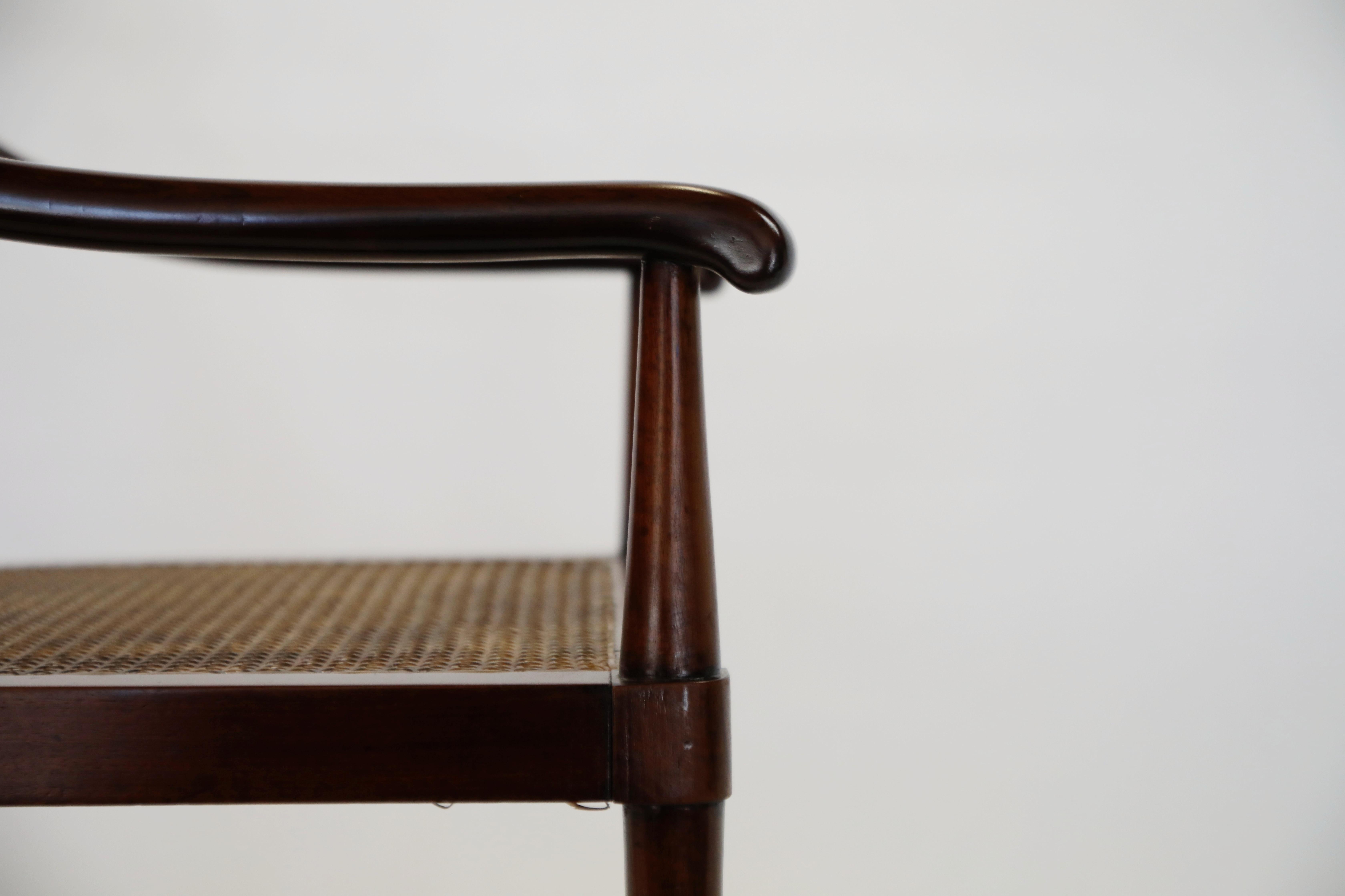 Pair of Brazilian Rosewood and Cane Bentwood Chairs, circa 1940s Brazil 5