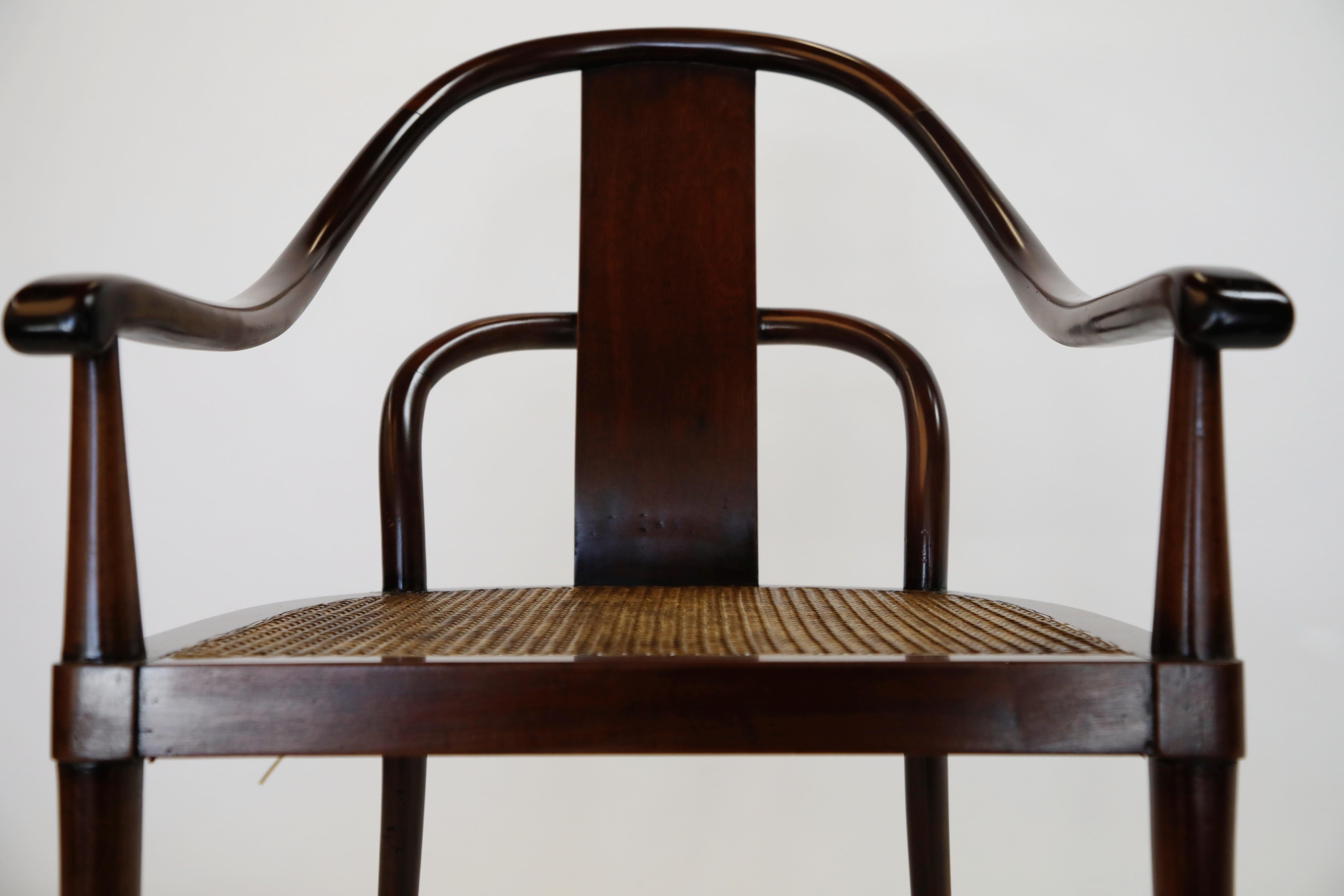 Pair of Brazilian Rosewood and Cane Bentwood Chairs, circa 1940s Brazil 7