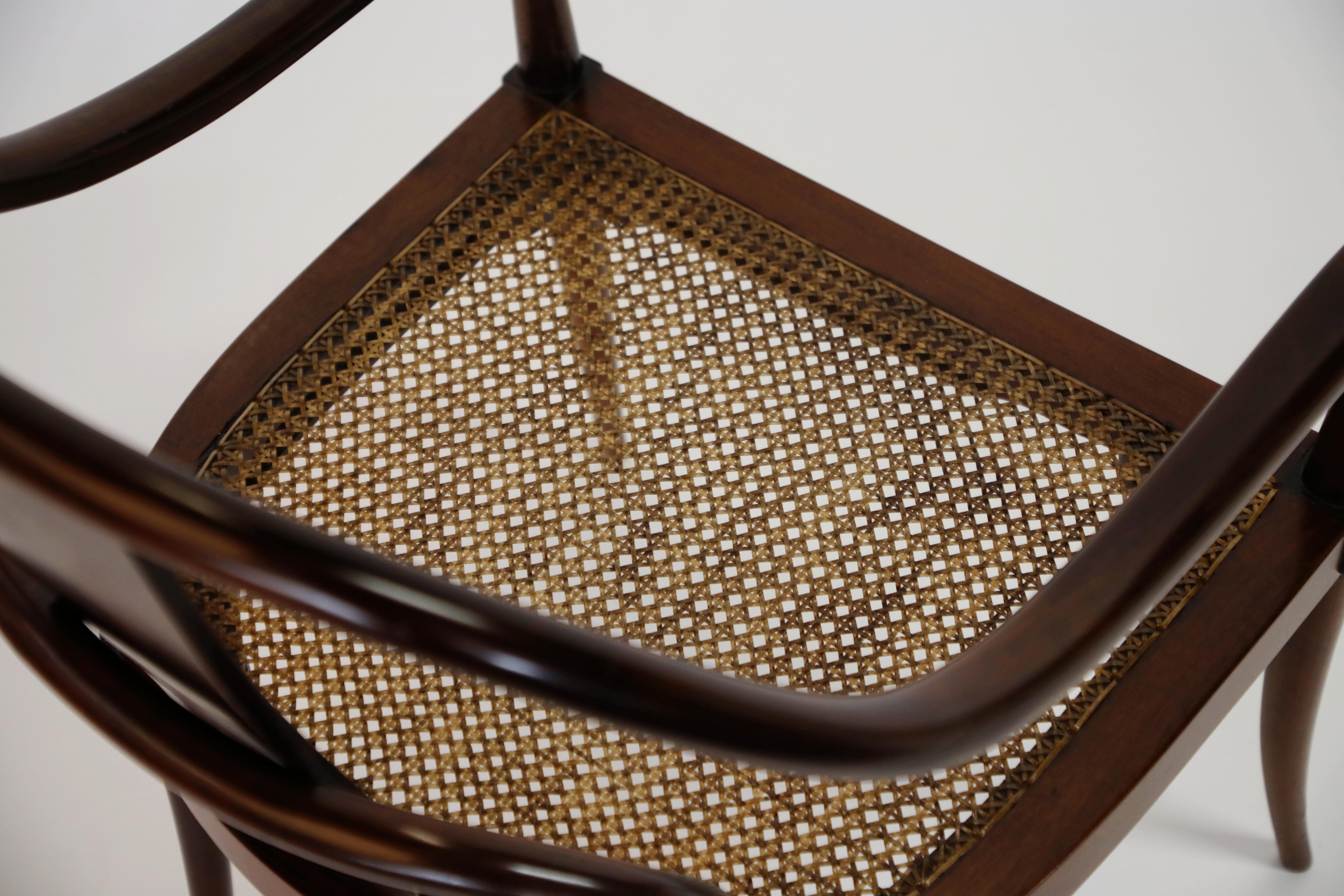 Pair of Brazilian Rosewood and Cane Bentwood Chairs, circa 1940s Brazil 10