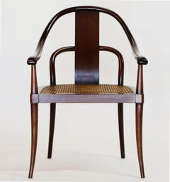 Pair of Brazilian Rosewood and Cane Bentwood Chairs, circa 1940s Brazil
