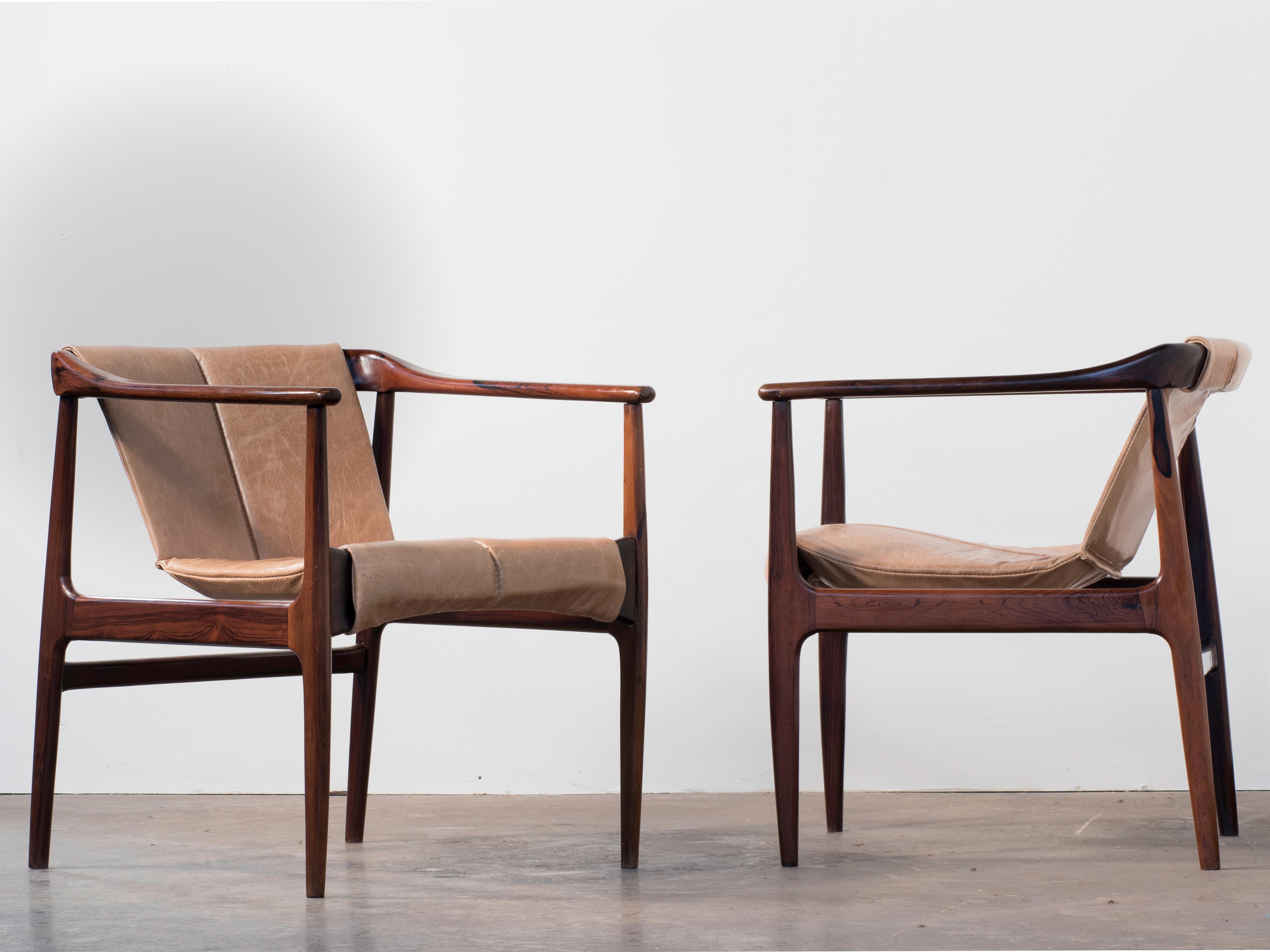 Pair of Modern Brazilian Rosewood Armchairs by Moveis Cantu  3