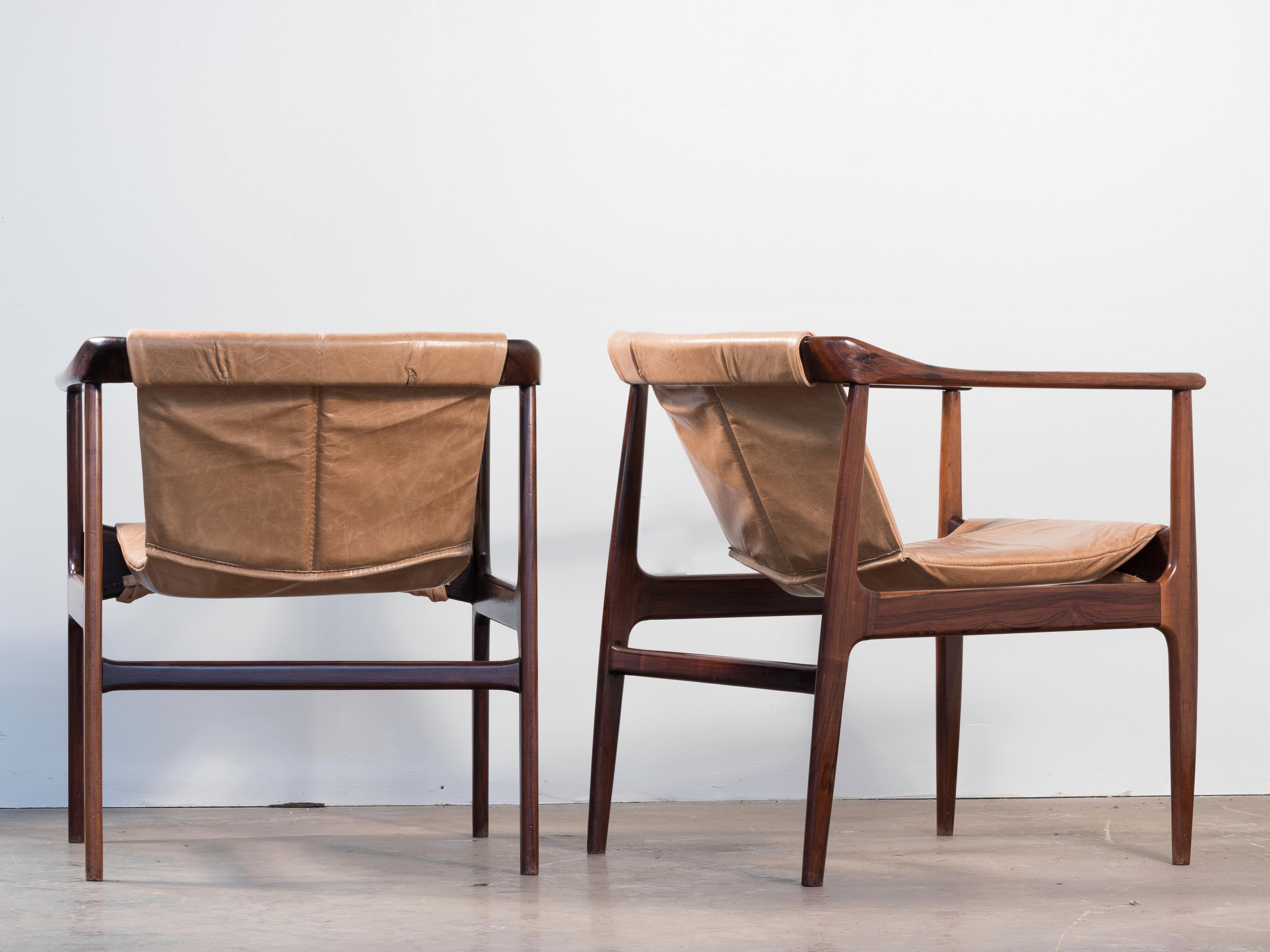 Pair of Modern Brazilian Rosewood Armchairs by Moveis Cantu  2
