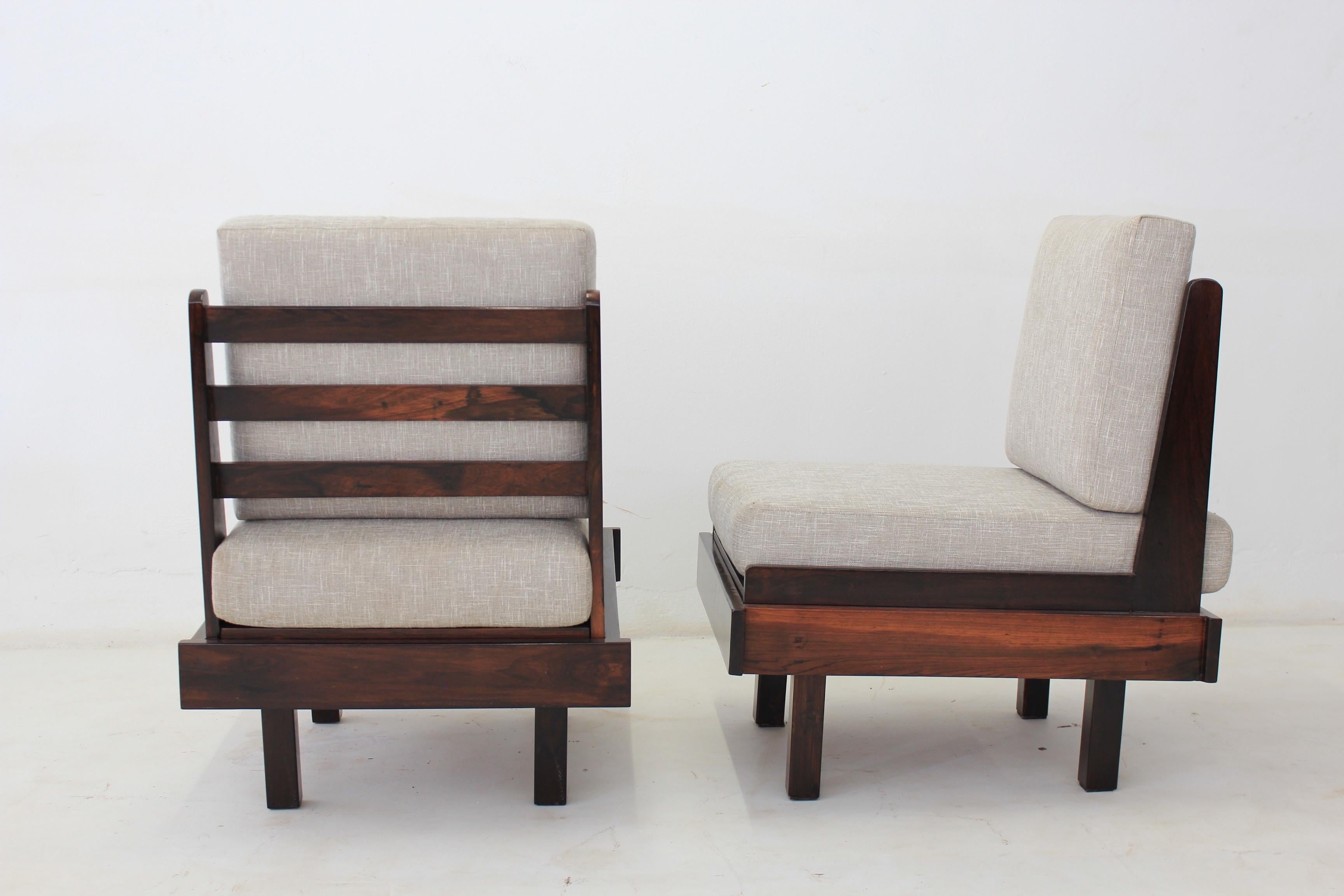 Pair of armchair in Brazilian rosewood by Celina Moveis.